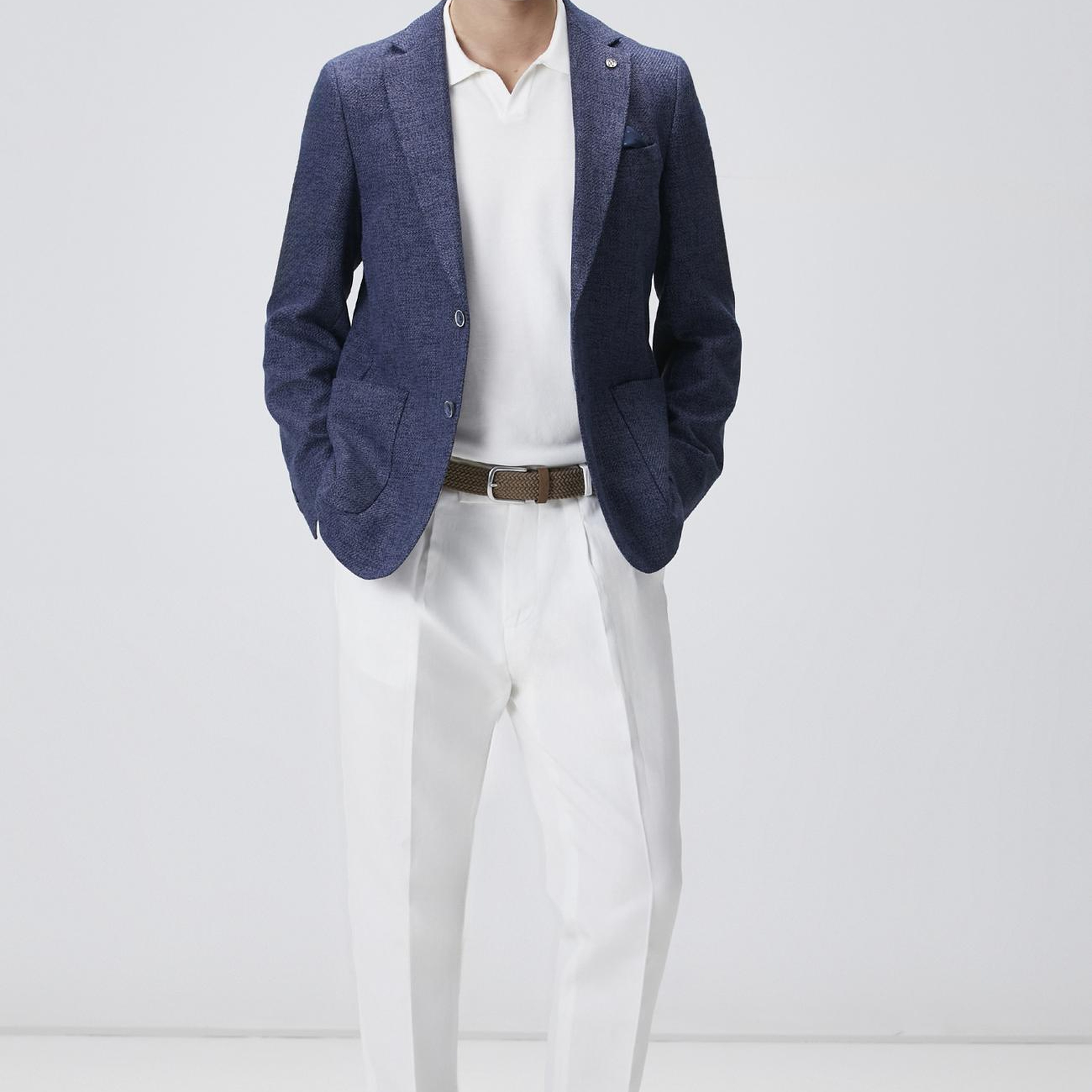 Network Erkek Lacivert Slim Fit Jakarlı Dokuma Ceket