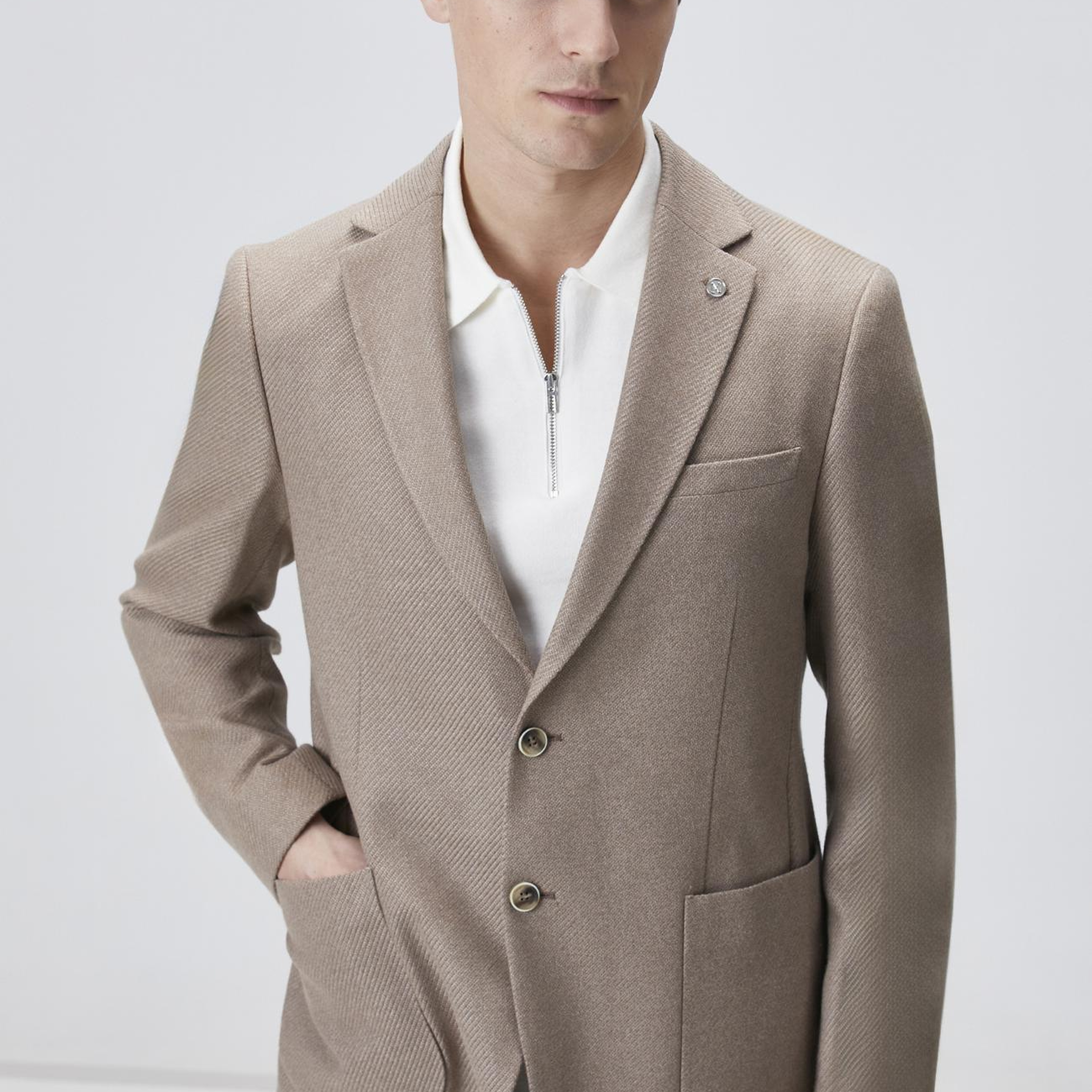 Network Erkek Kahverengi Slim Fit Jakarlı Dokuma Ceket
