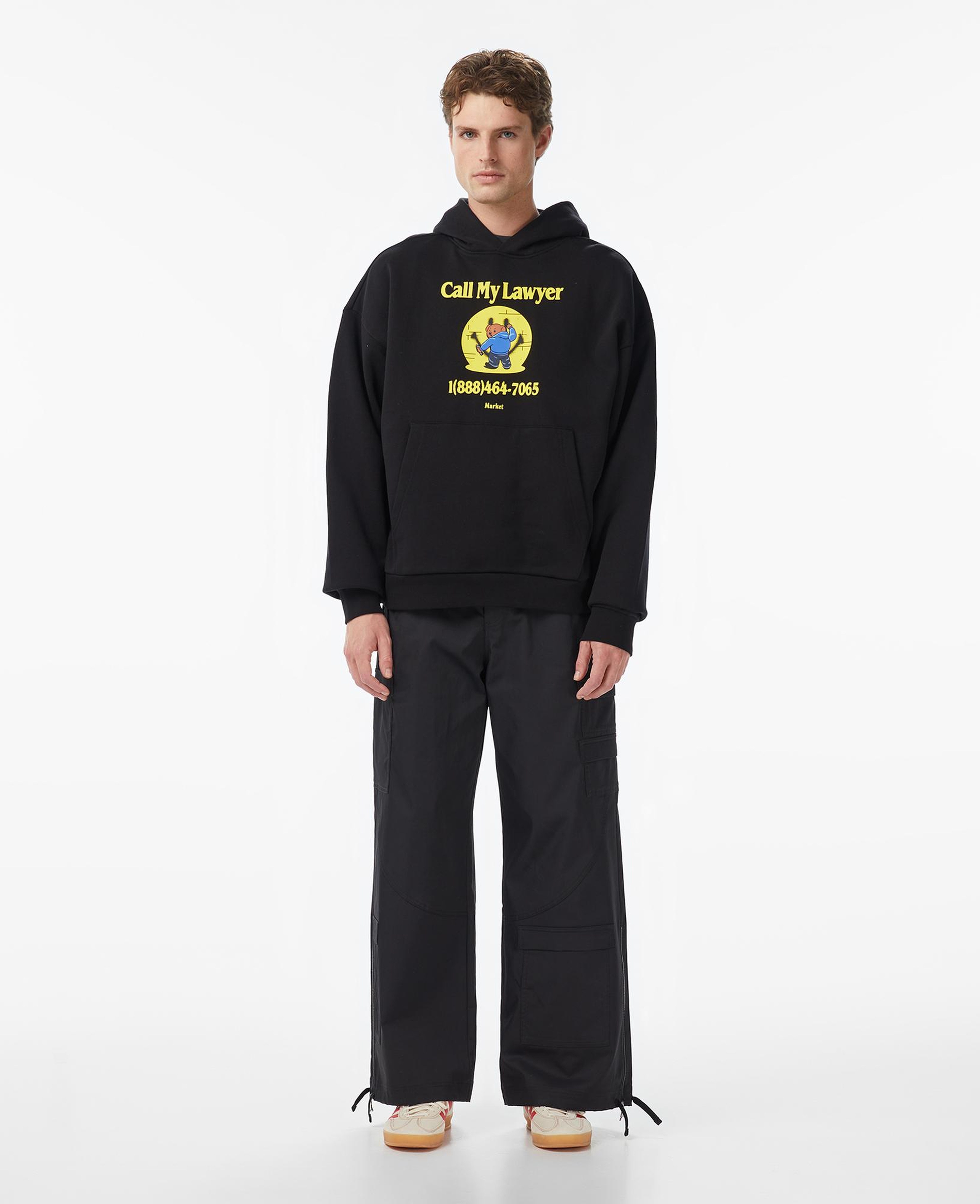 Market Smiley Call My Lawyer Bear Erkek Siyah Hoodie