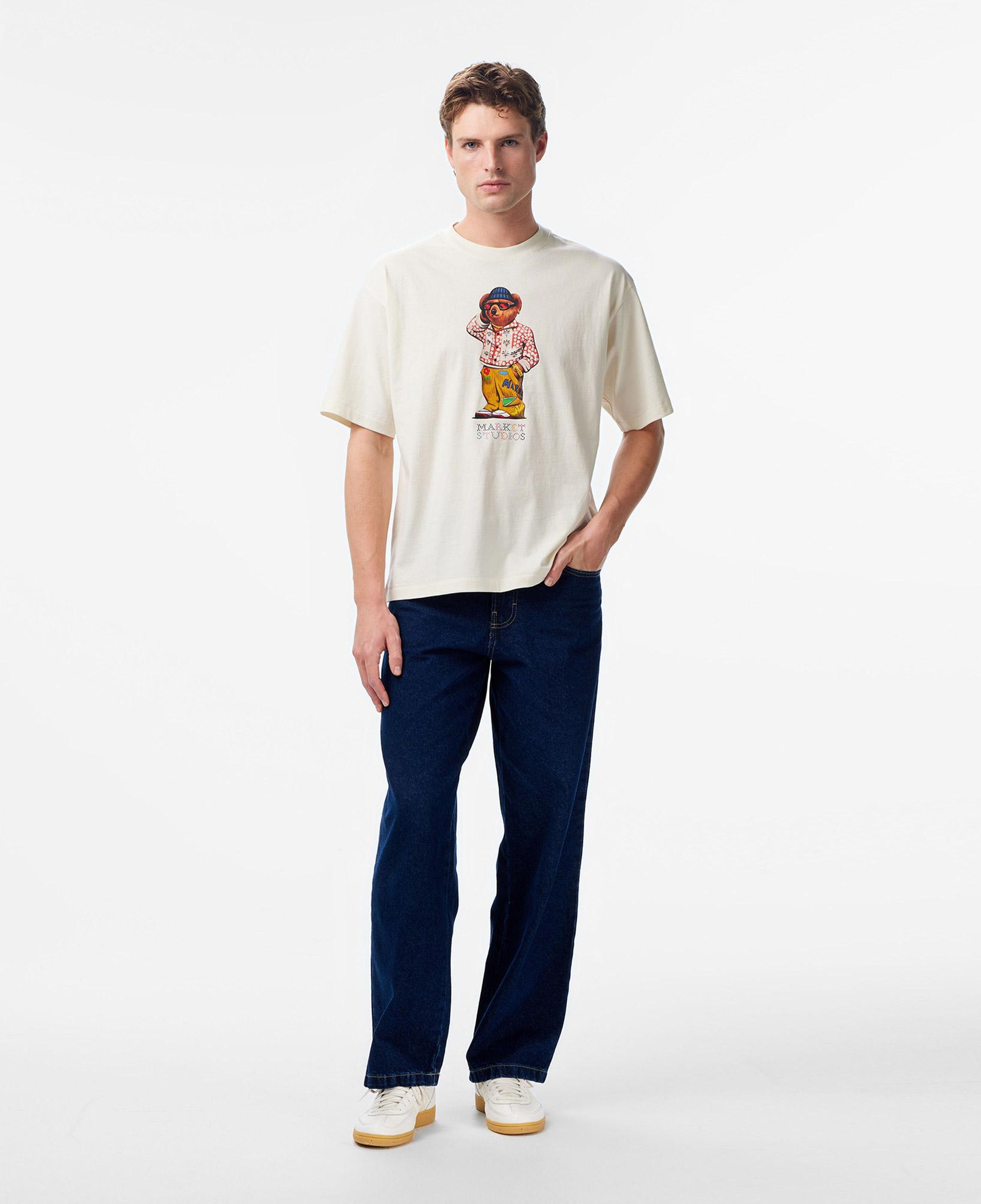 Market Folk Fitted Bear Erkek Beyaz T-Shirt