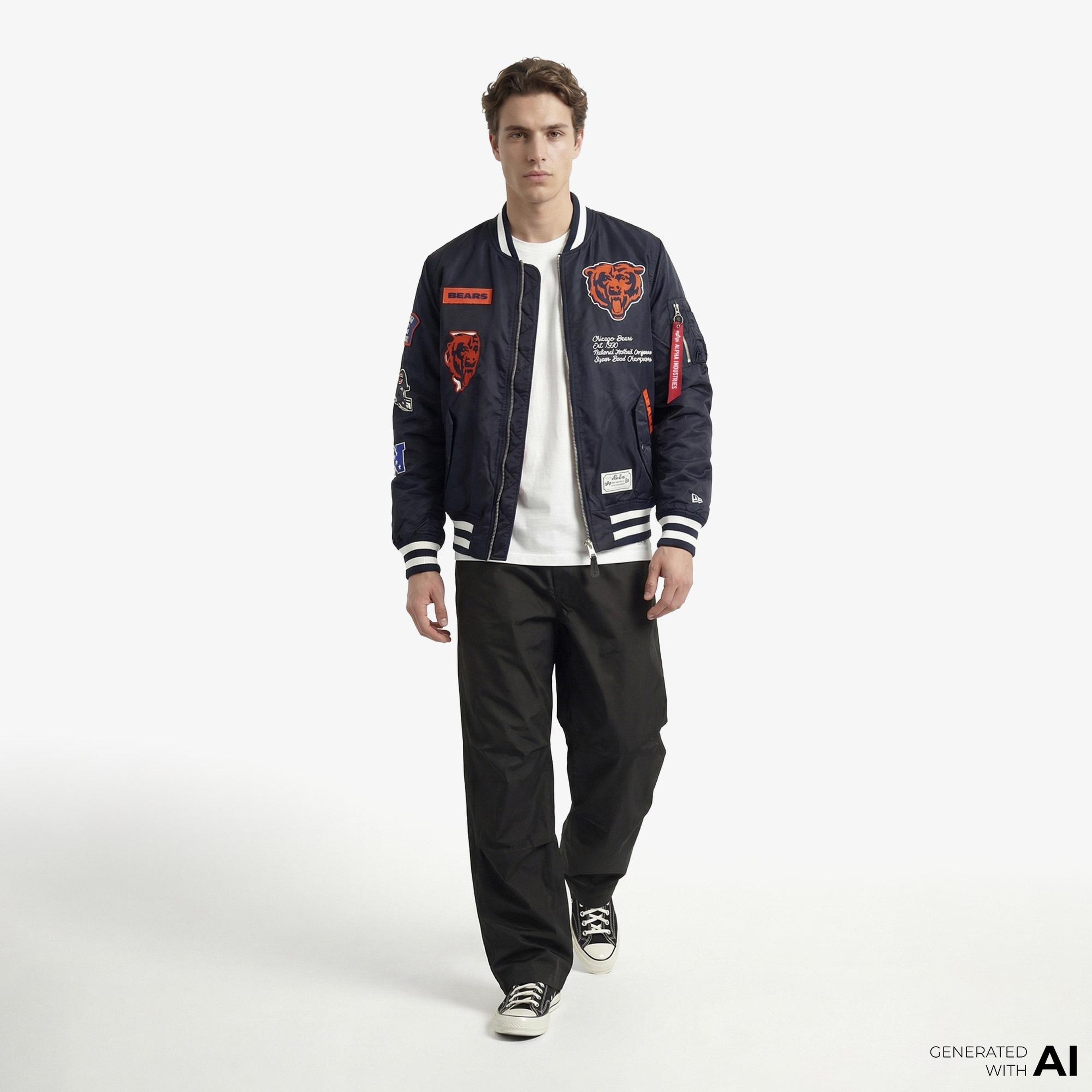 Alpha Industries x New Era Chicago Bears MA-1 Bomber Erkek Lacivert Mont