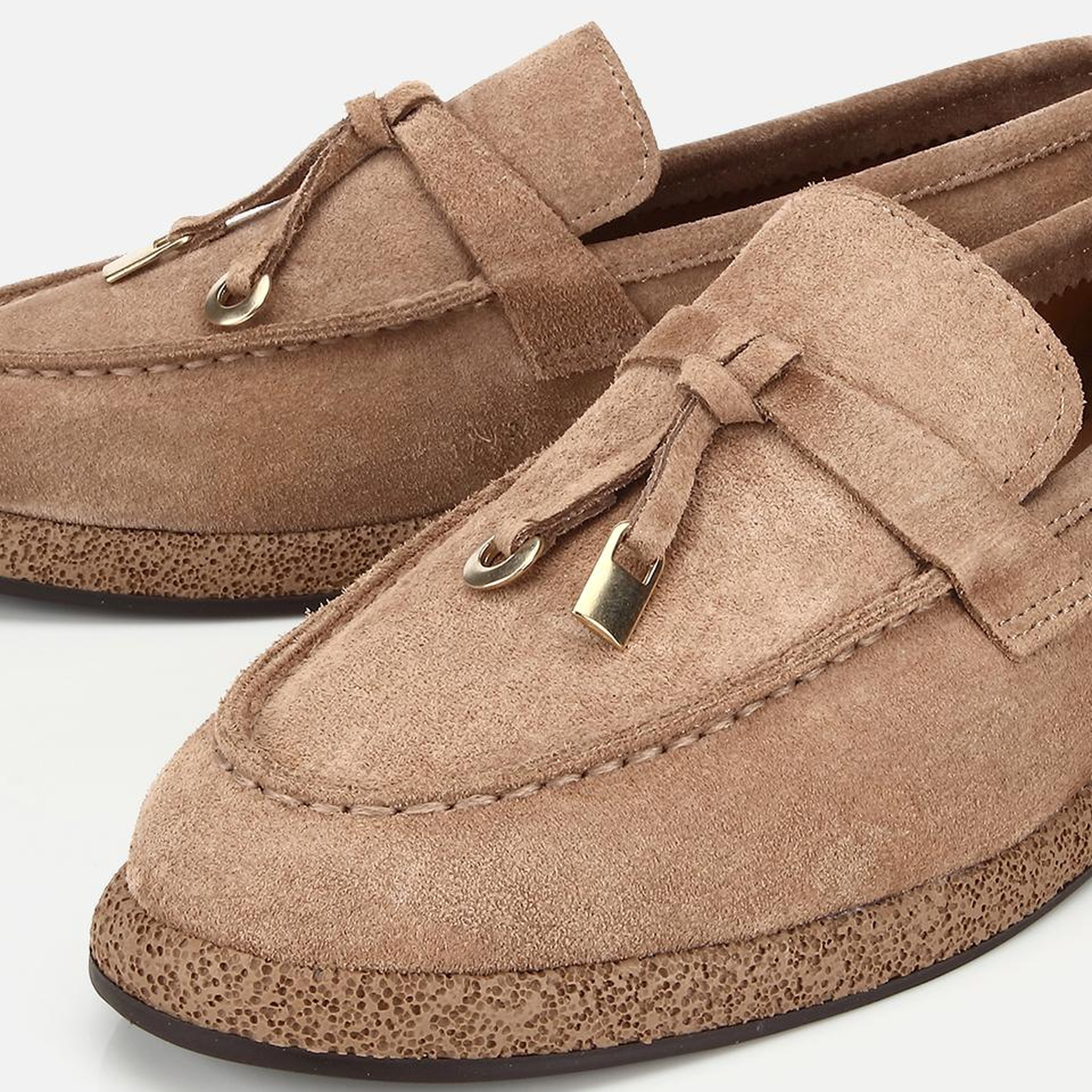 Kadın Süet Deri Vizon Tokalı Günlük Loafer