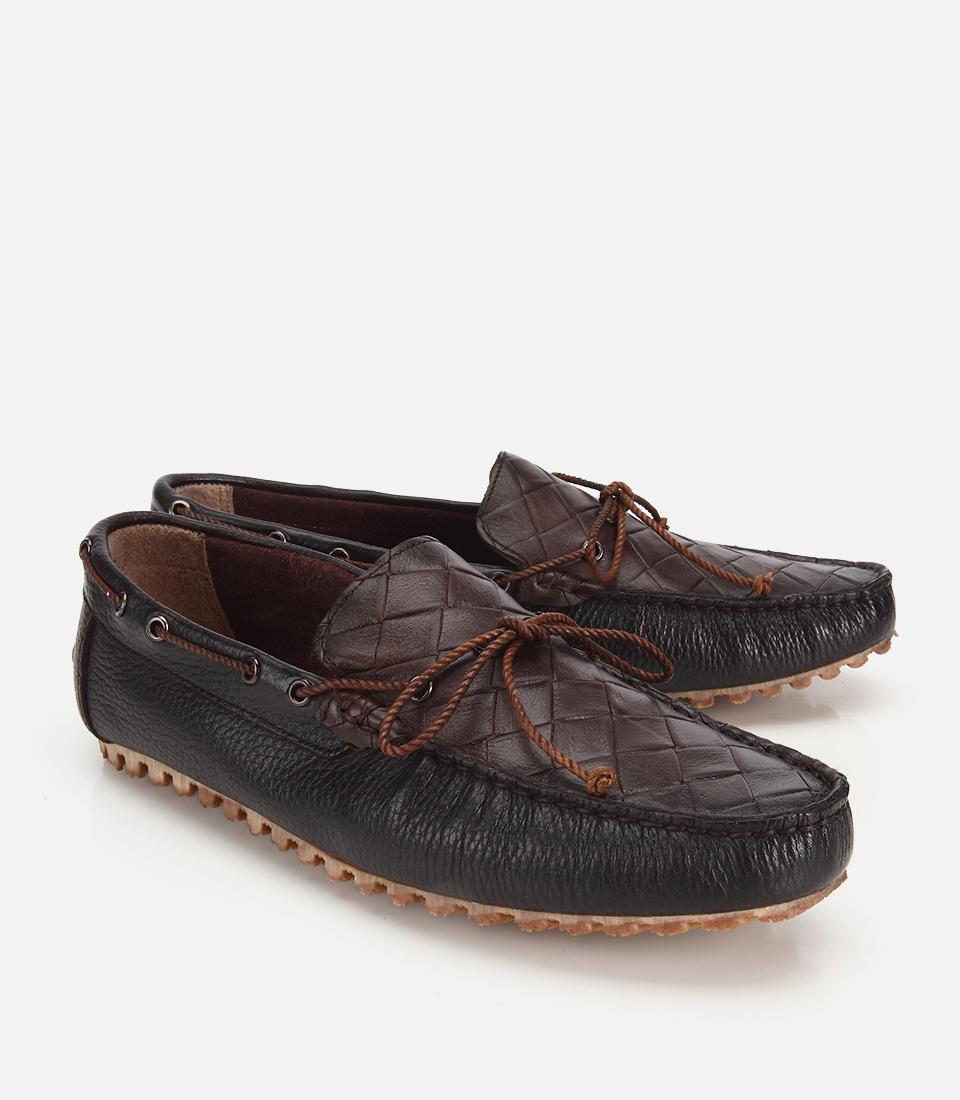 Erkek Deri Kahverengi Kroko Detaylı Günlük Loafer