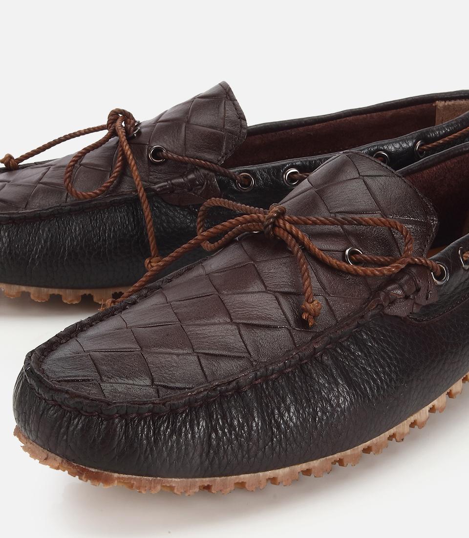 Erkek Deri Kahverengi Kroko Detaylı Günlük Loafer