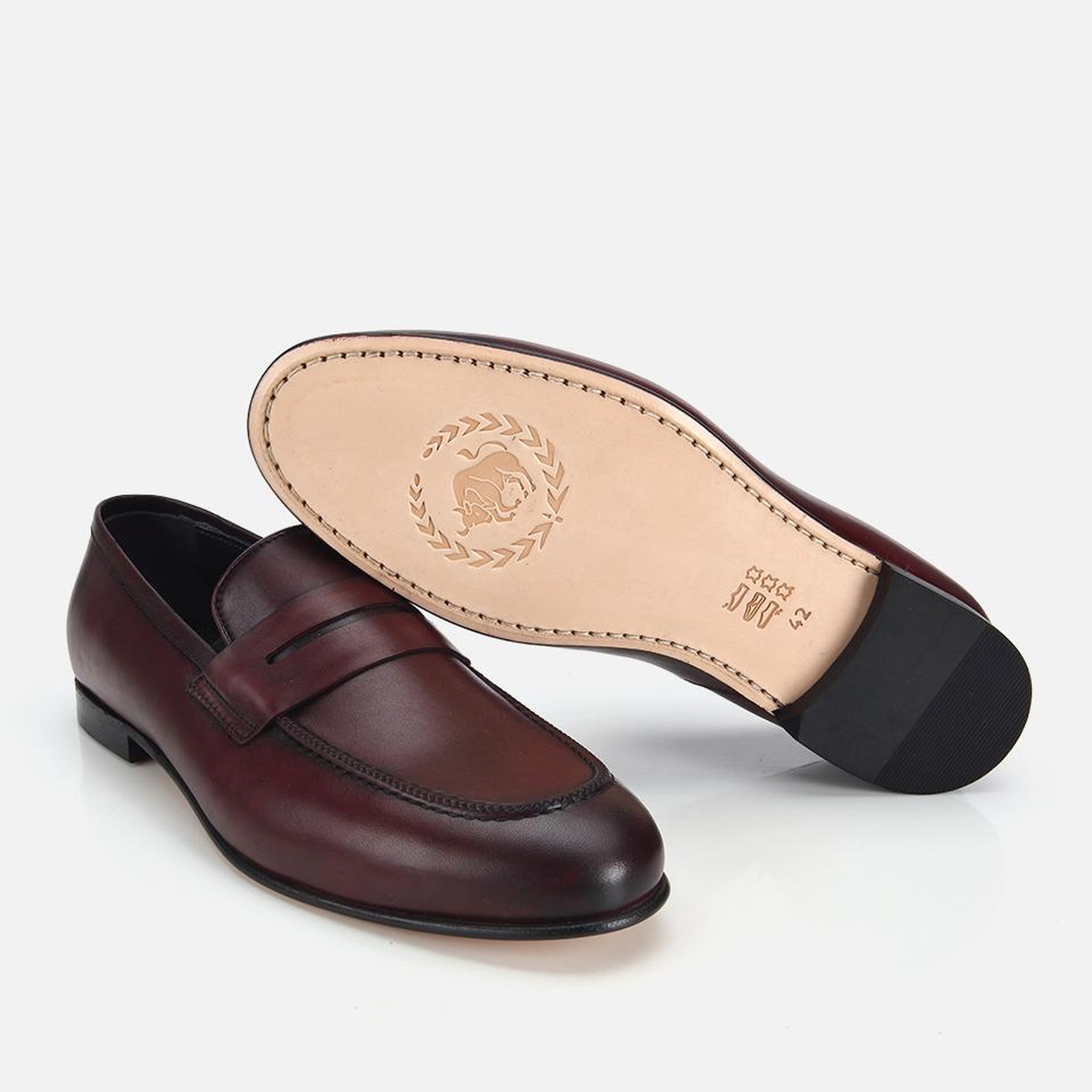 Erkek Deri Bordo Klasik Loafer