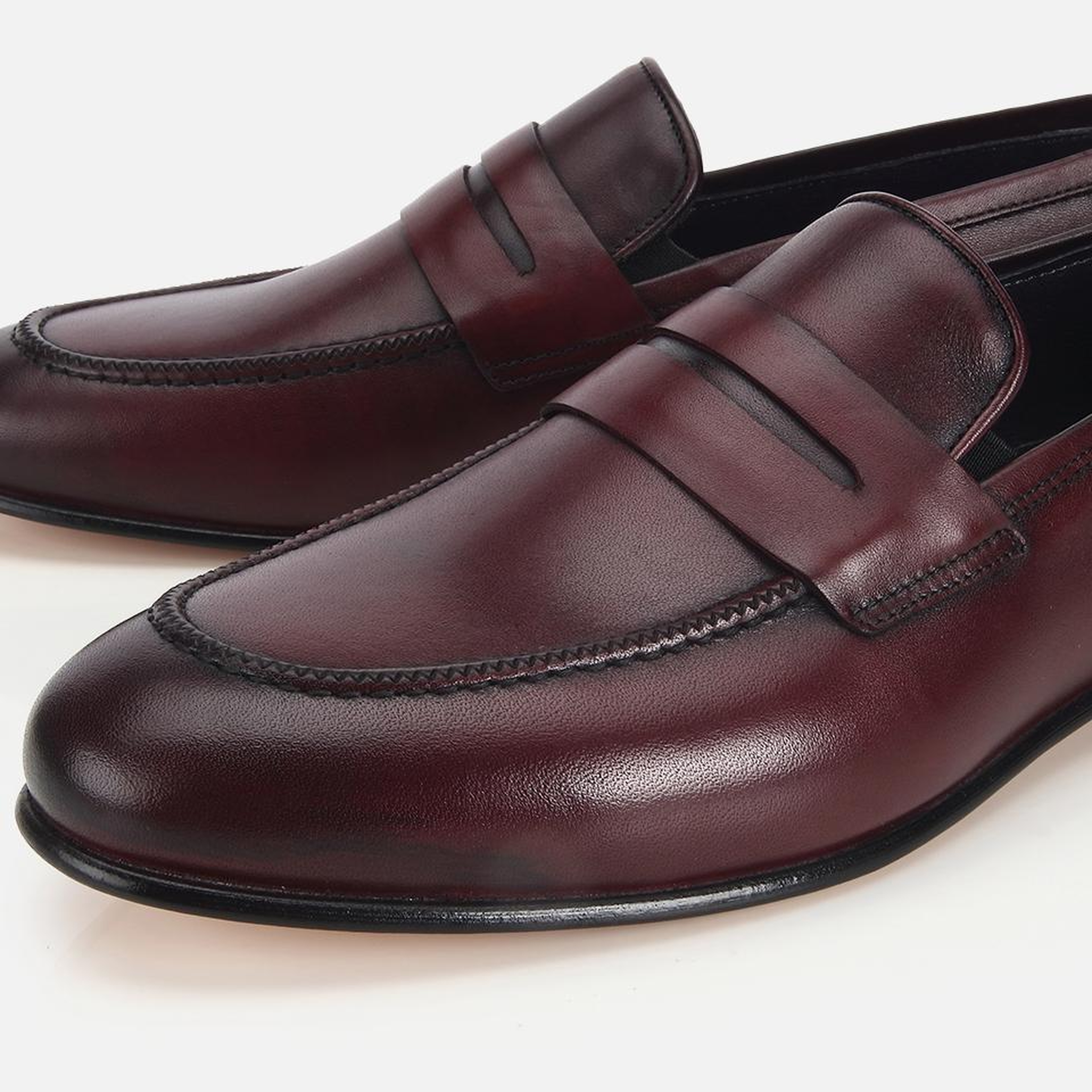 Erkek Deri Bordo Klasik Loafer