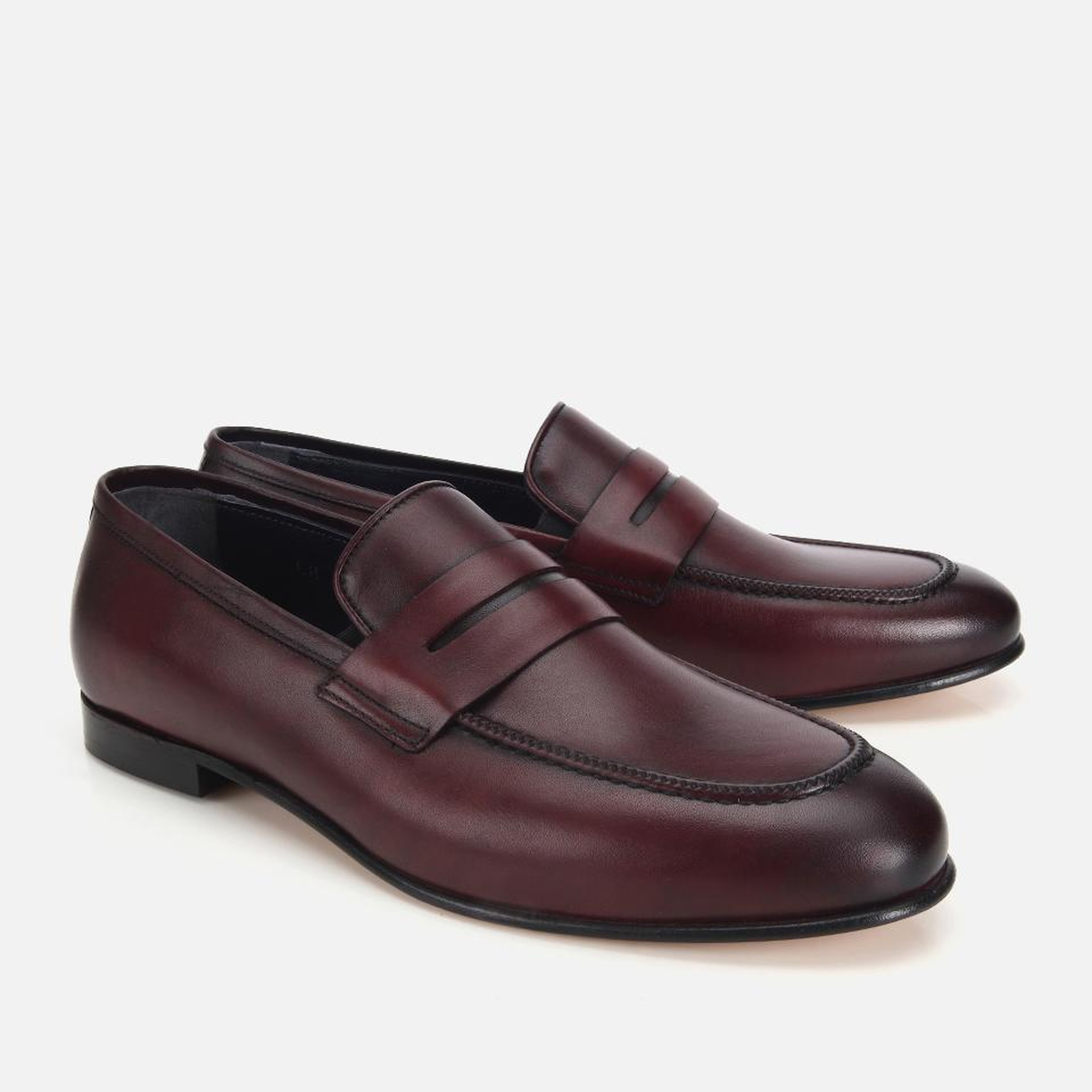 Erkek Deri Bordo Klasik Loafer
