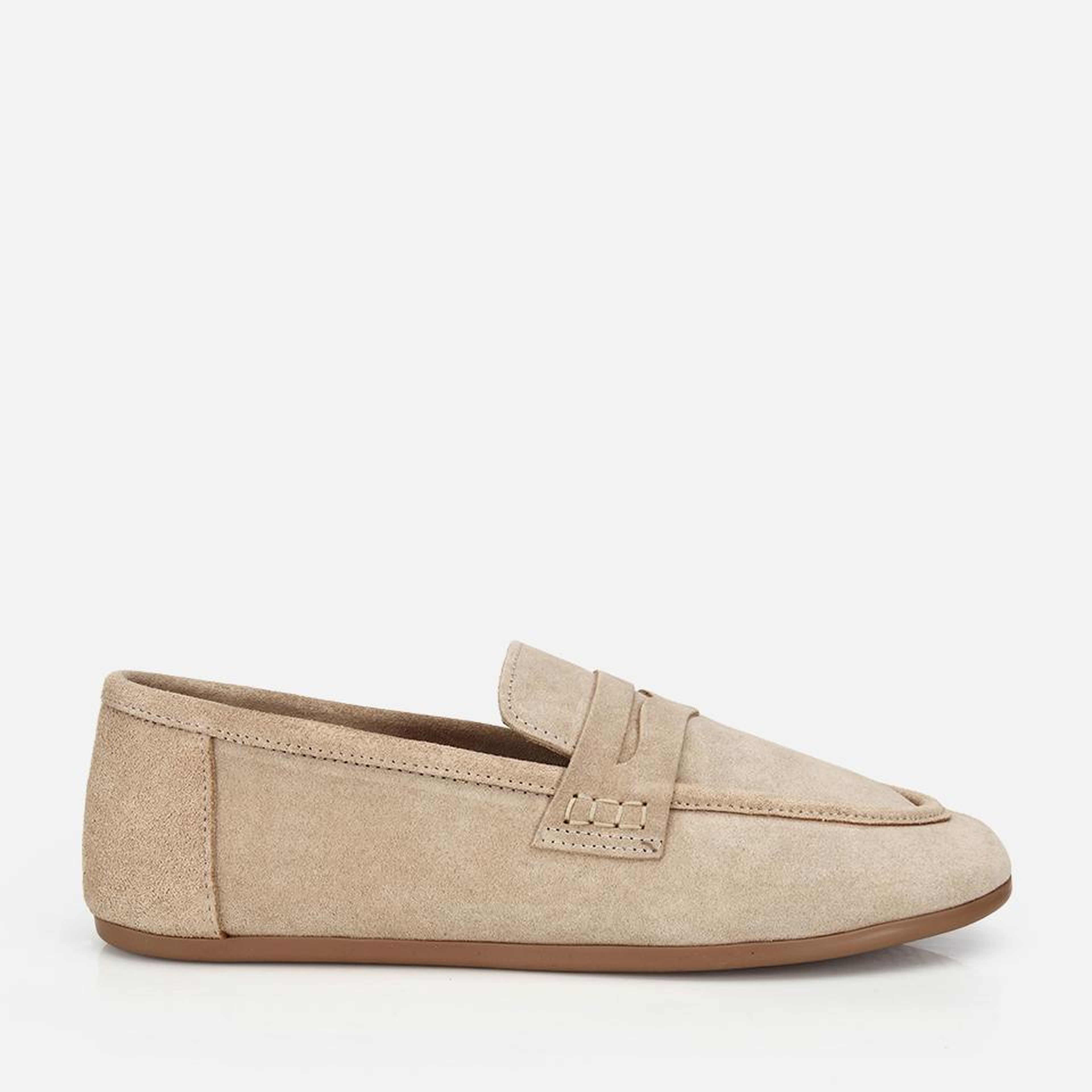 Kadın Süet Deri Bej Yumuşak Dokulu Klasik Loafer