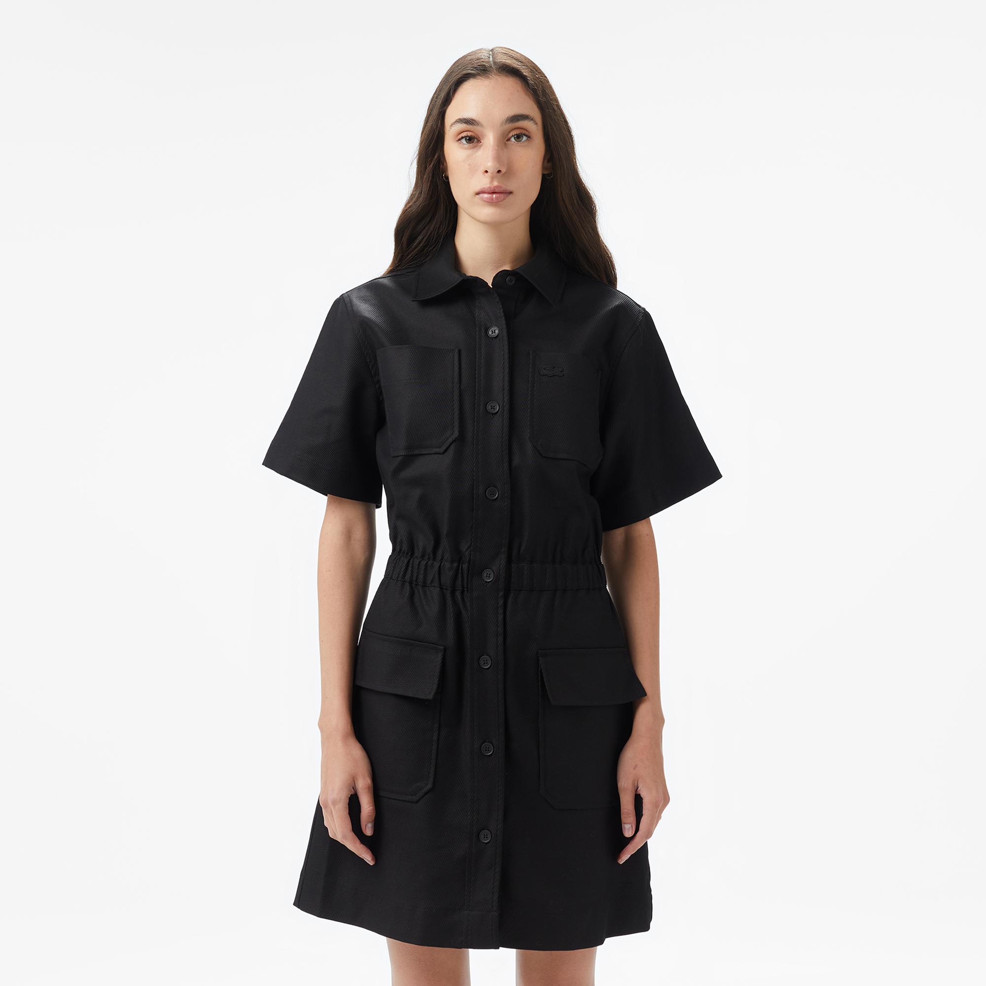 Lacoste Kadın Classic Fit Kısa Kollu Siyah Elbise