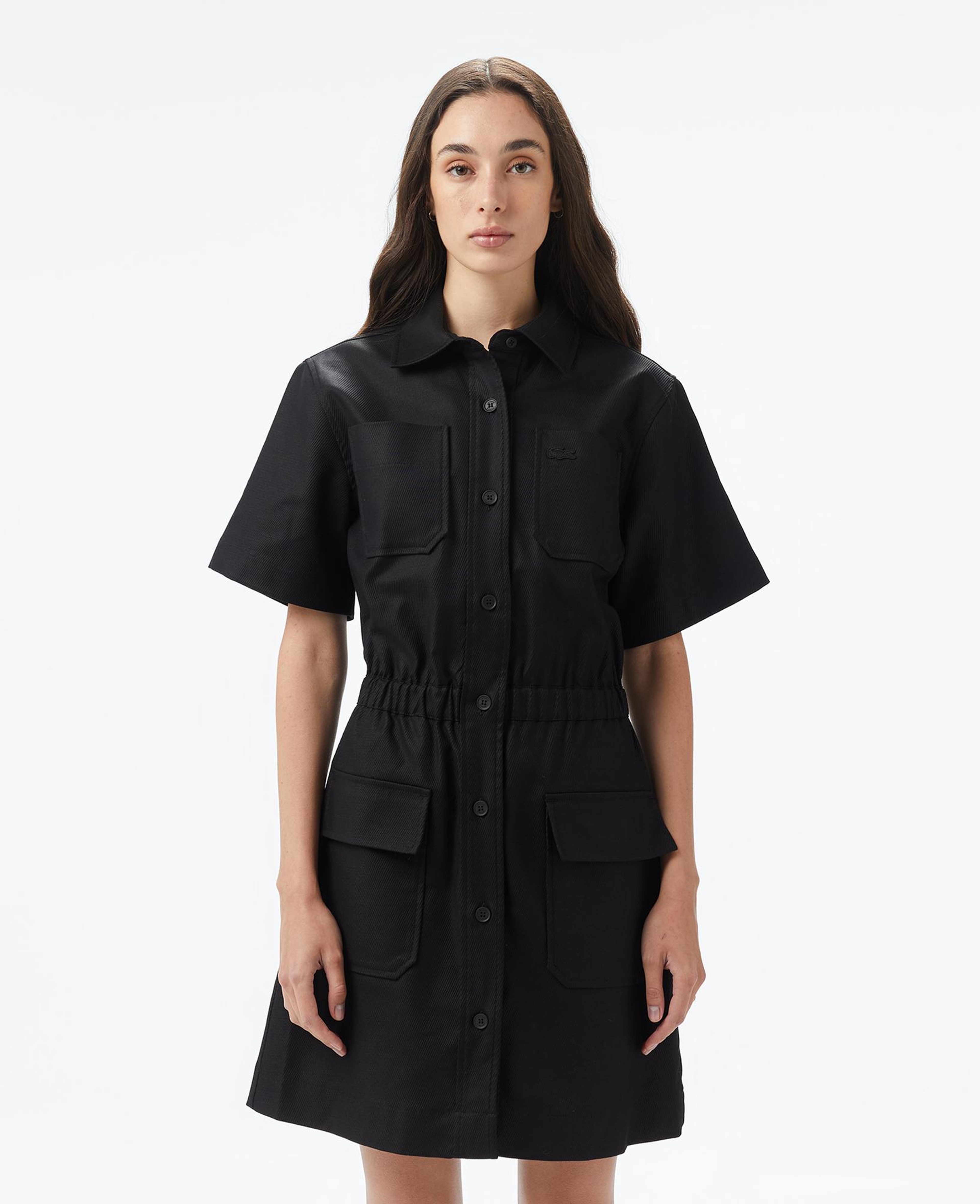 Lacoste Kadın Classic Fit Kısa Kollu Siyah Elbise