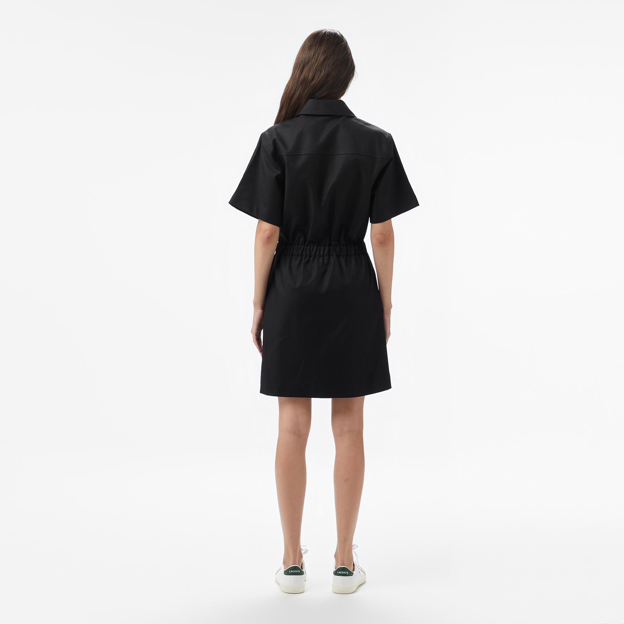 Lacoste Kadın Classic Fit Kısa Kollu Siyah Elbise