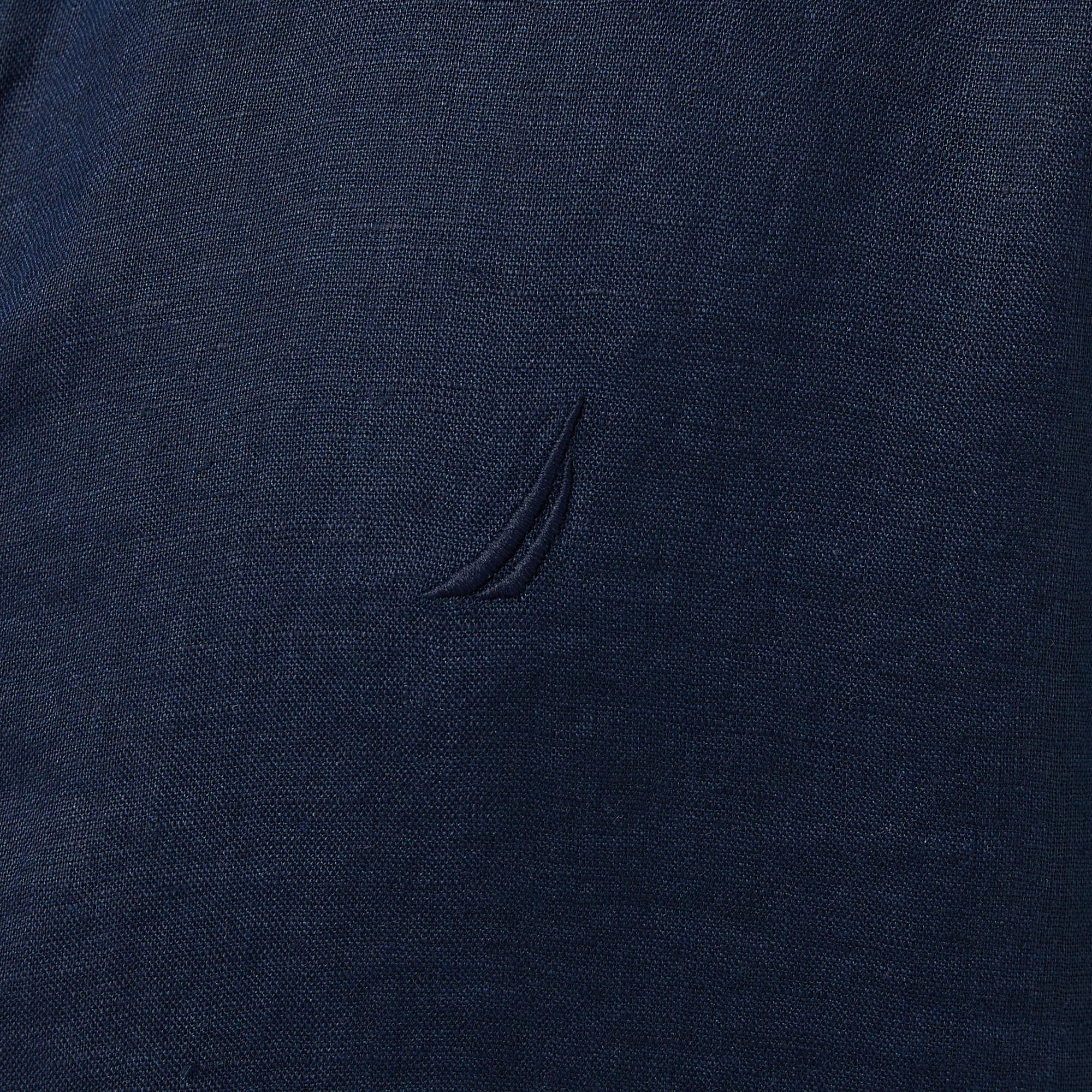 Nautica Erkek Lacivert Classic Fit Keten Gömlek