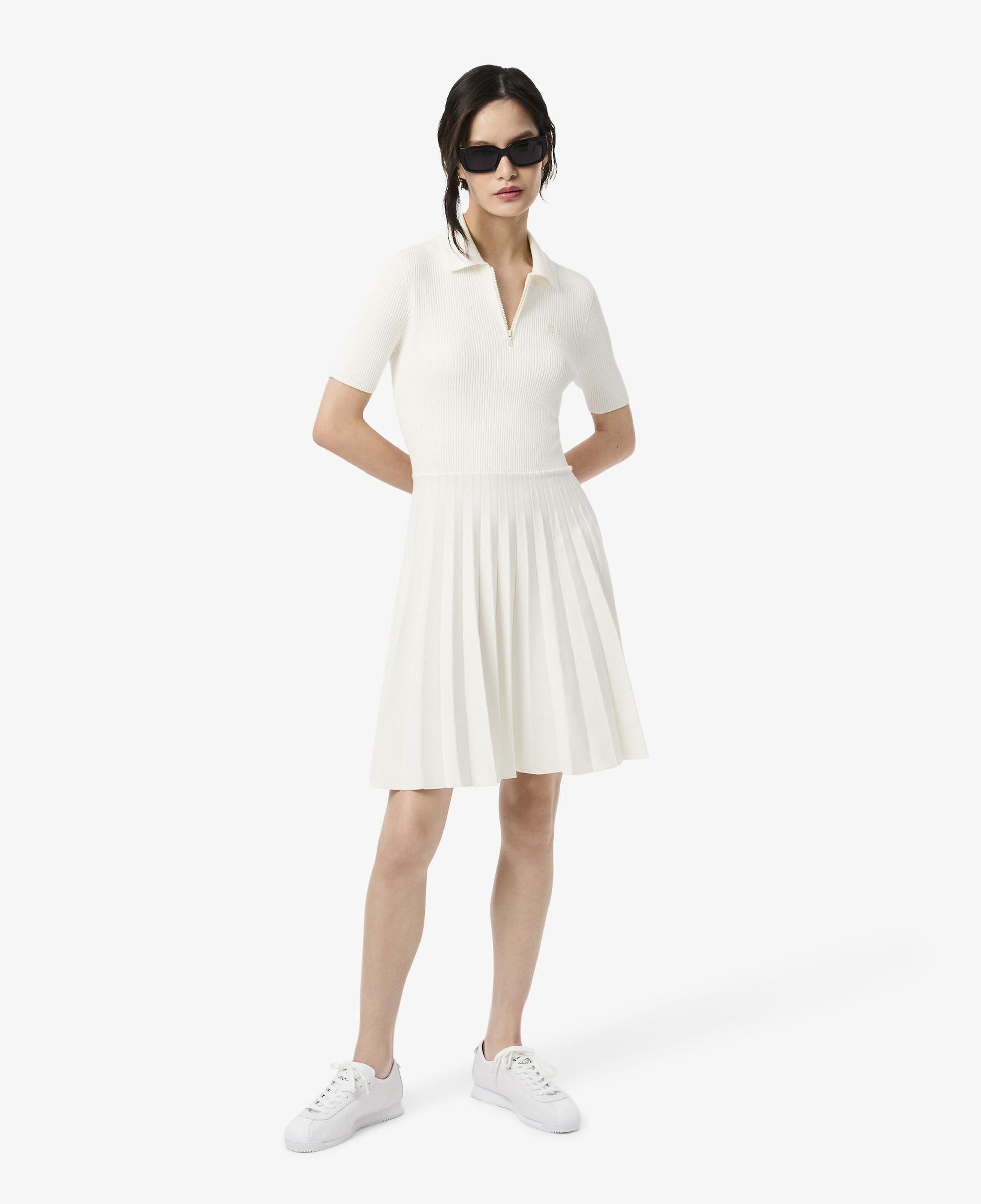 Lacoste Kadın Relaxed Fit Kısa Kollu Polo Yaka Beyaz Elbise
