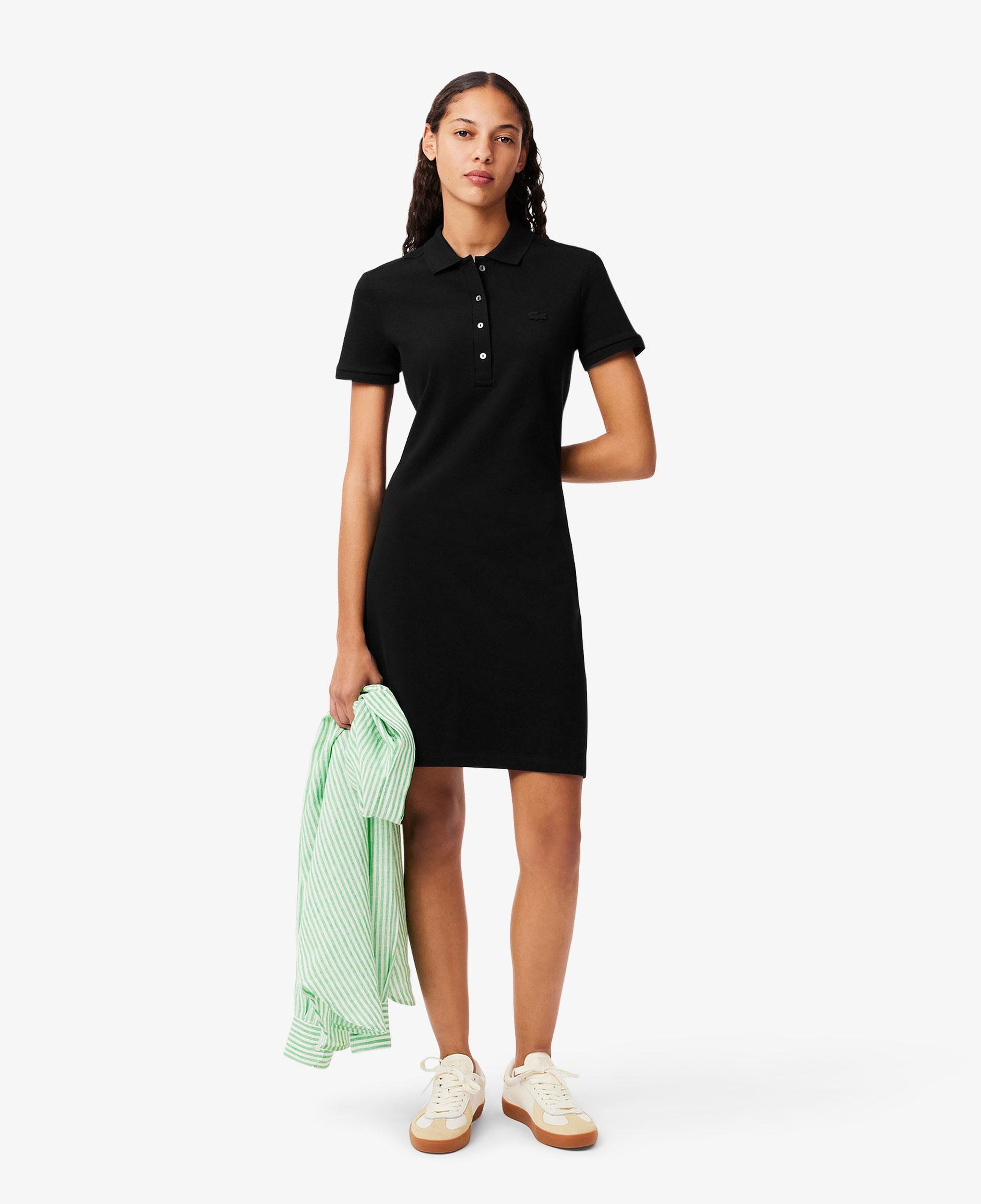 Lacoste Kadın Slim Fit Kısa Kollu Polo Yaka Siyah Elbise