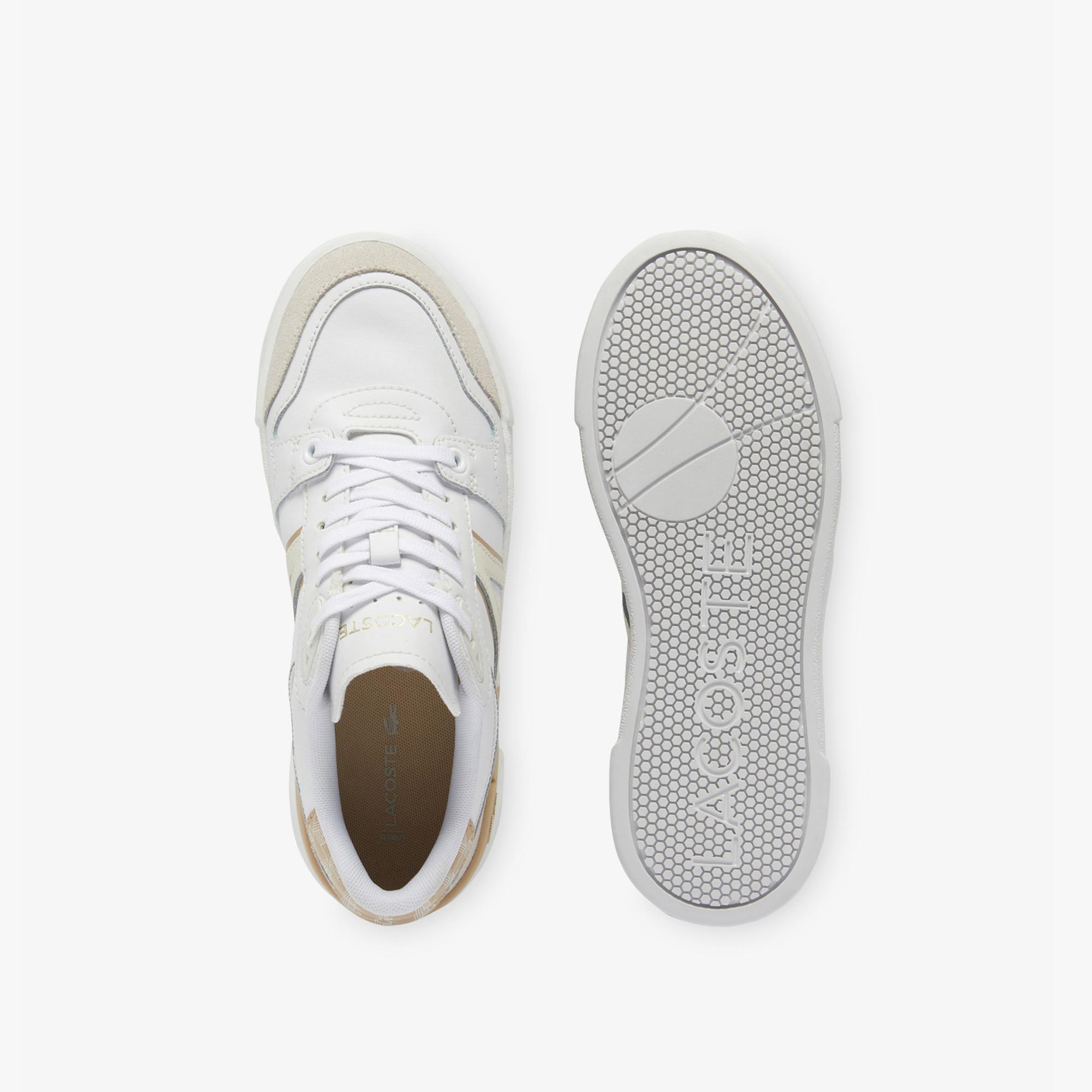 Lacoste L002 Evo Kadın Beyaz/Kahverengi Sneaker