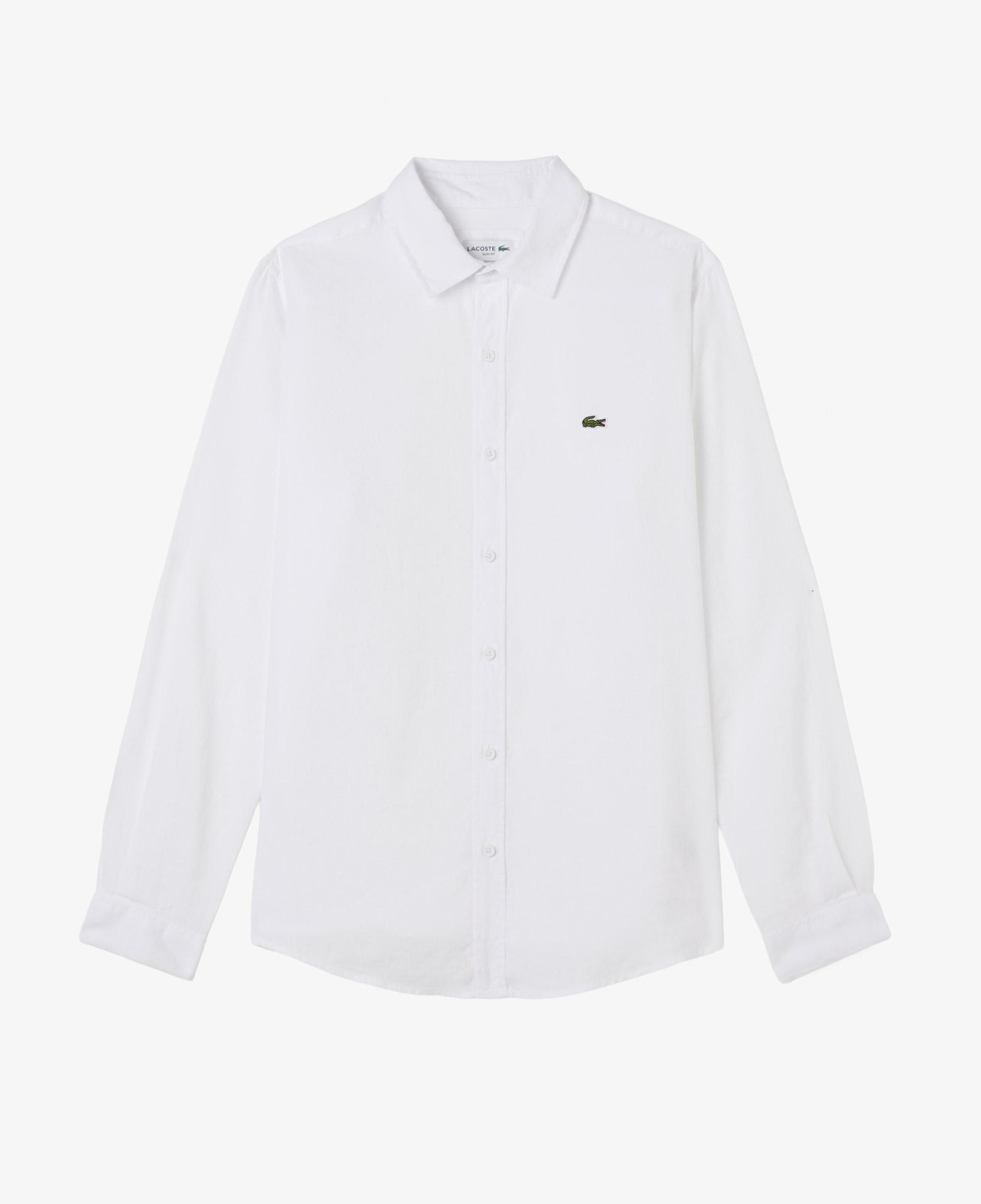 Lacoste Erkek Slim Fit Keten Beyaz Gömlek