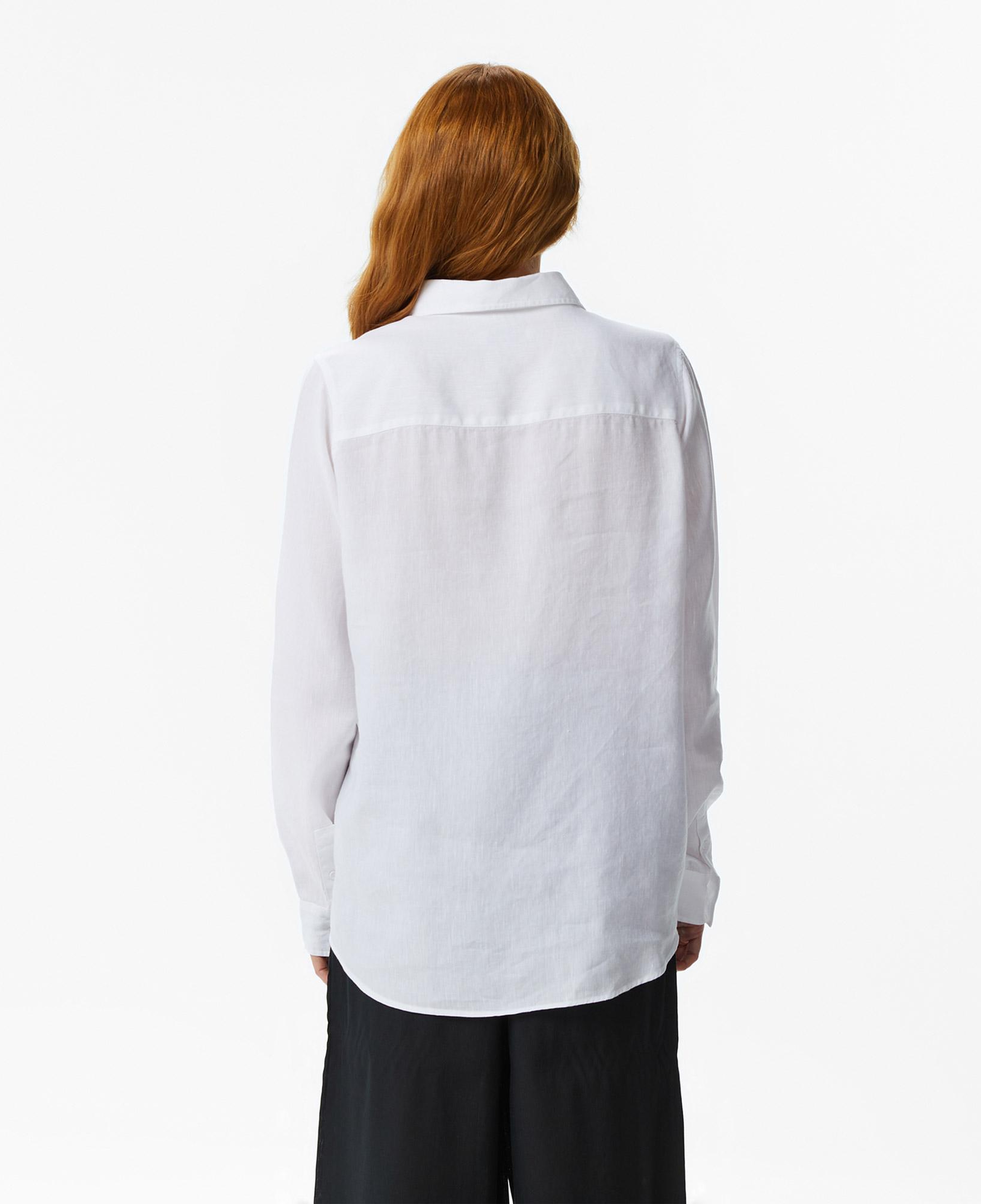 Lacoste Kadın Relaxed Fit Keten Beyaz Gömlek