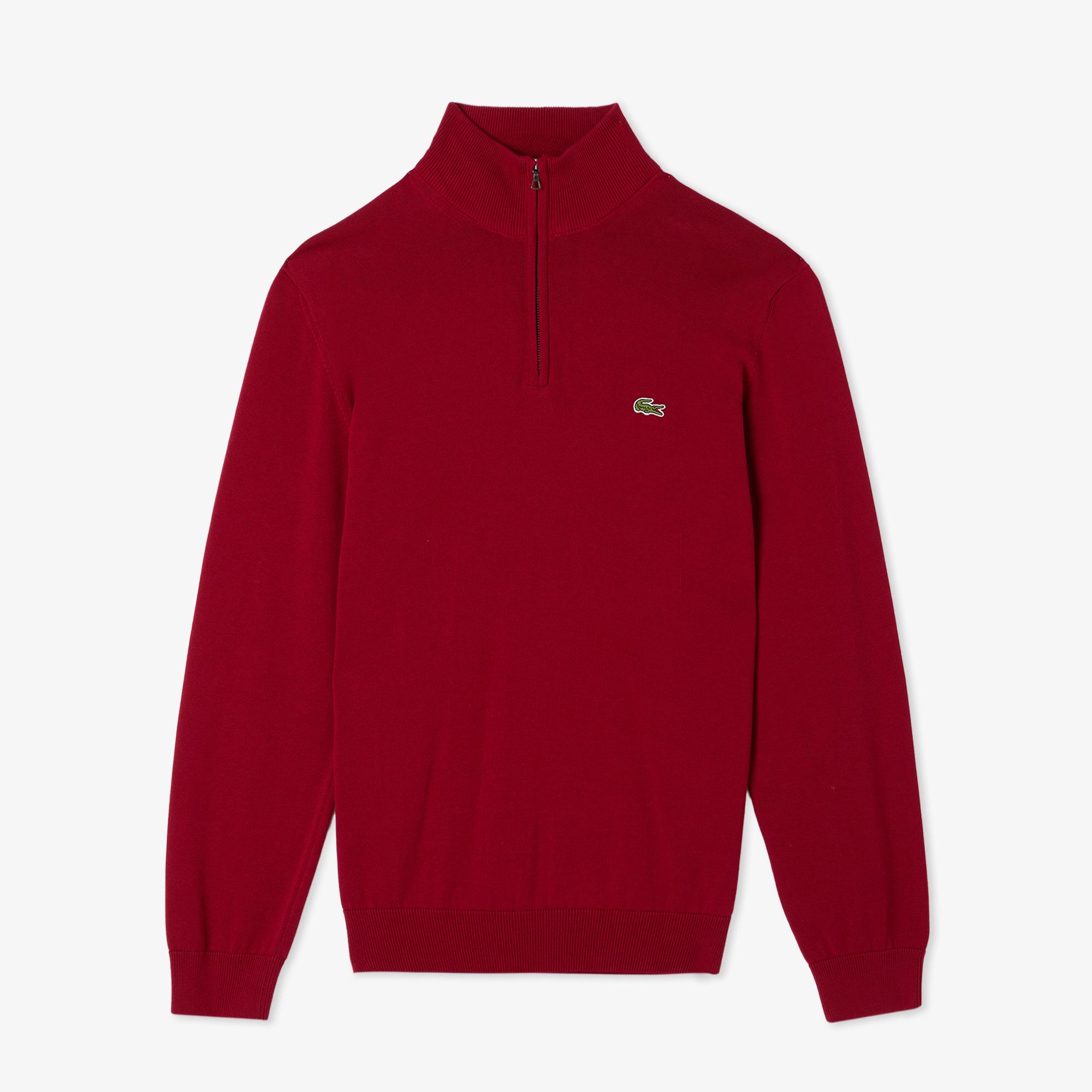 Lacoste Erkek Regular Fit Yarım Fermuarlı Kırmızı Kazak