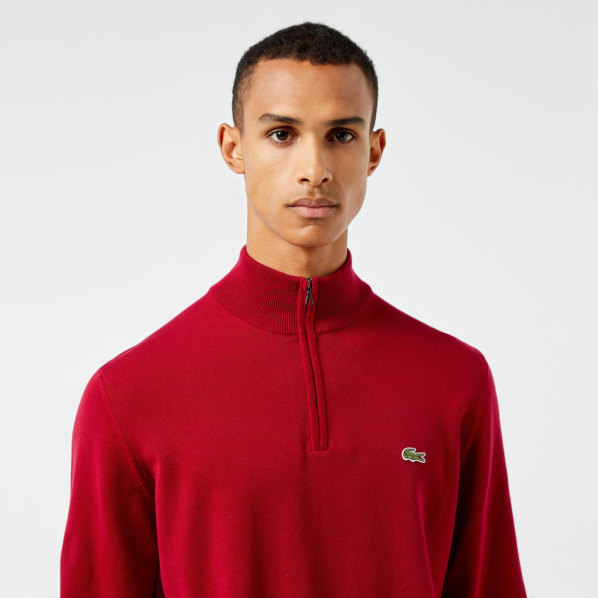 Lacoste Erkek Regular Fit Yarım Fermuarlı Kırmızı Kazak