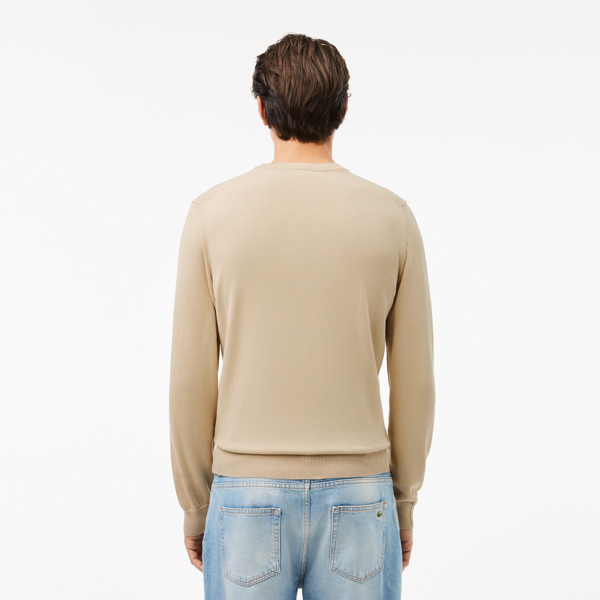 Lacoste Erkek Regular Fit Bisiklet Yaka Krem Kazak
