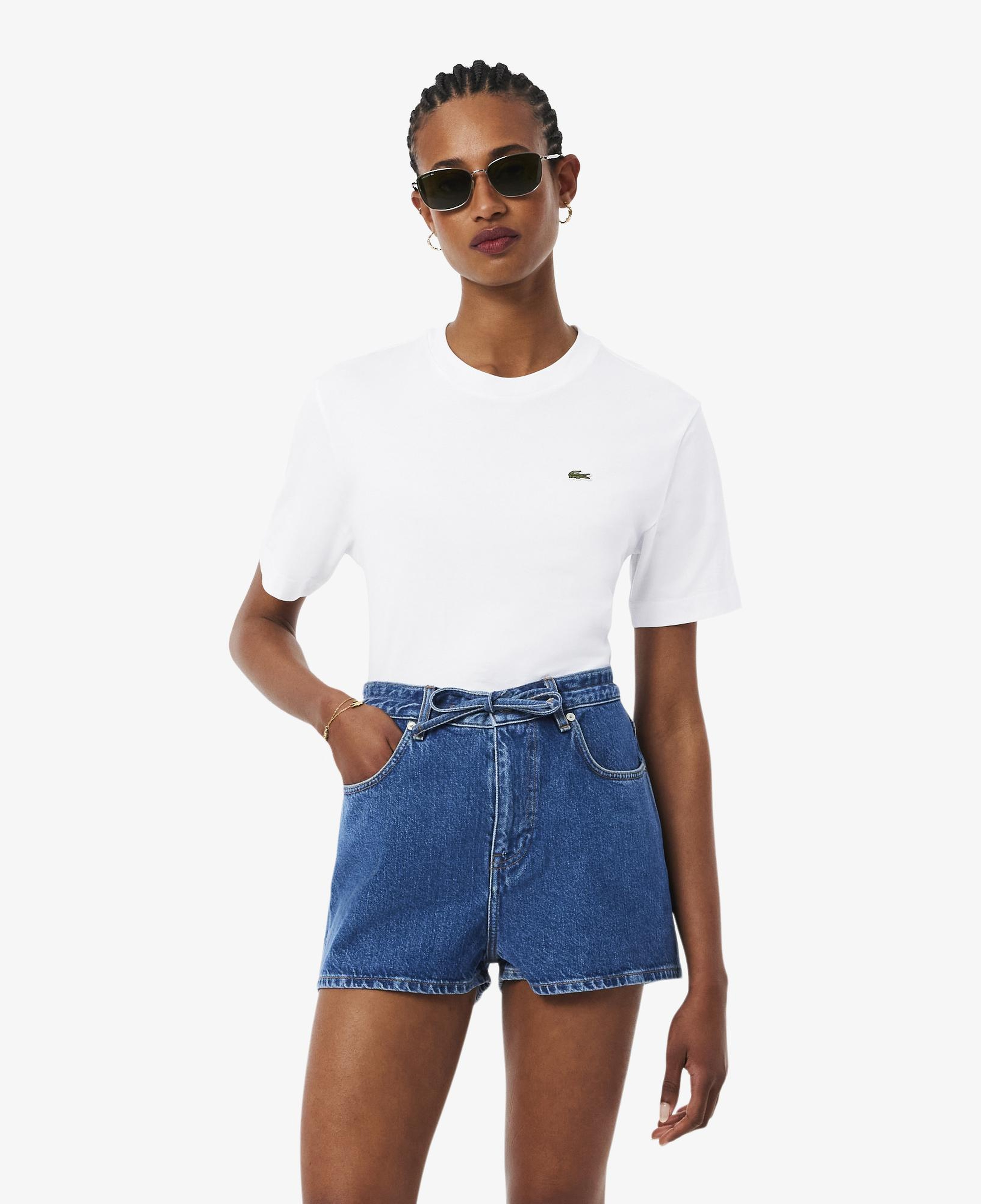 Lacoste Kadın Relaxed Fit Bisiklet Yaka Beyaz T-Shirt
