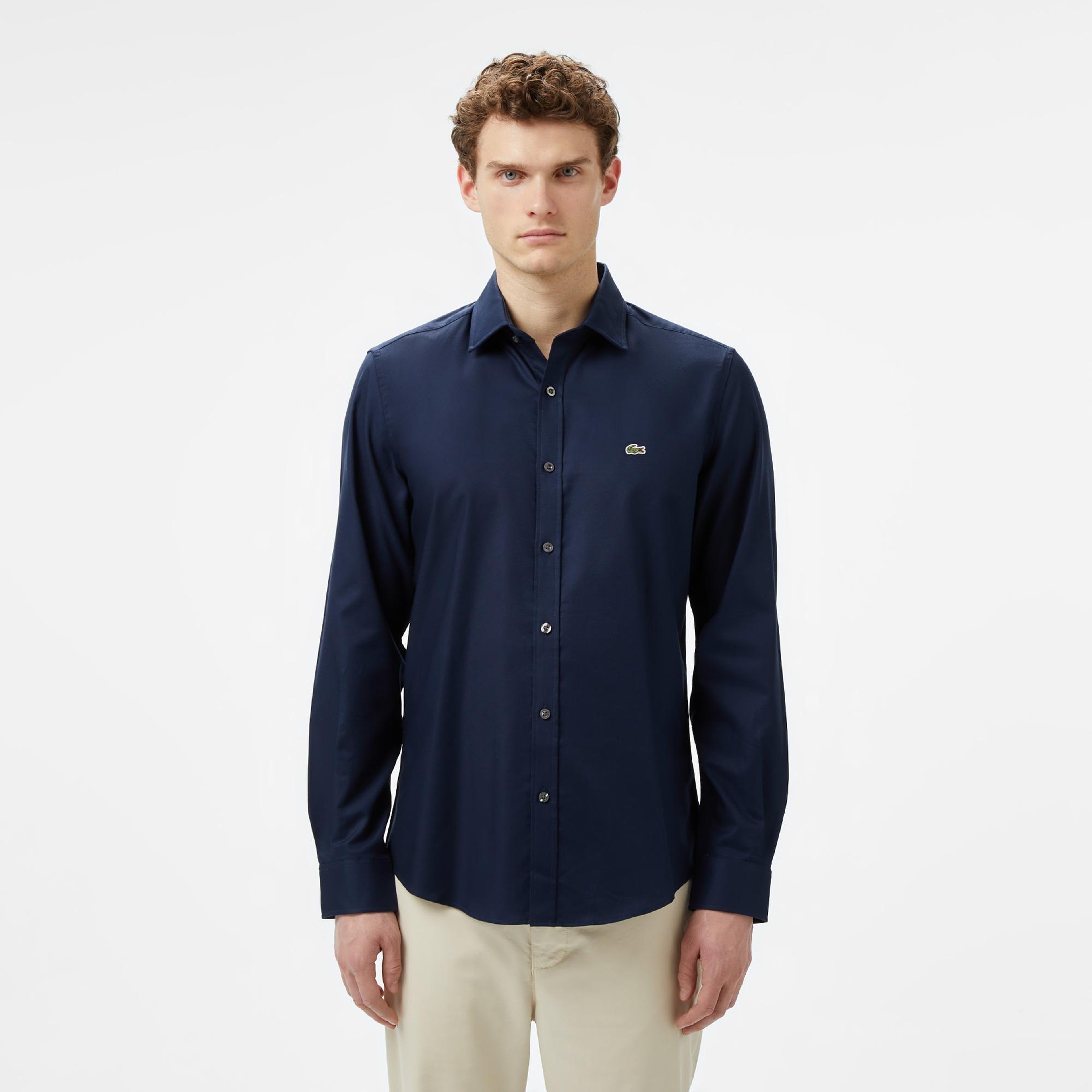 Lacoste Erkek Slim Fit Lacivert Gömlek
