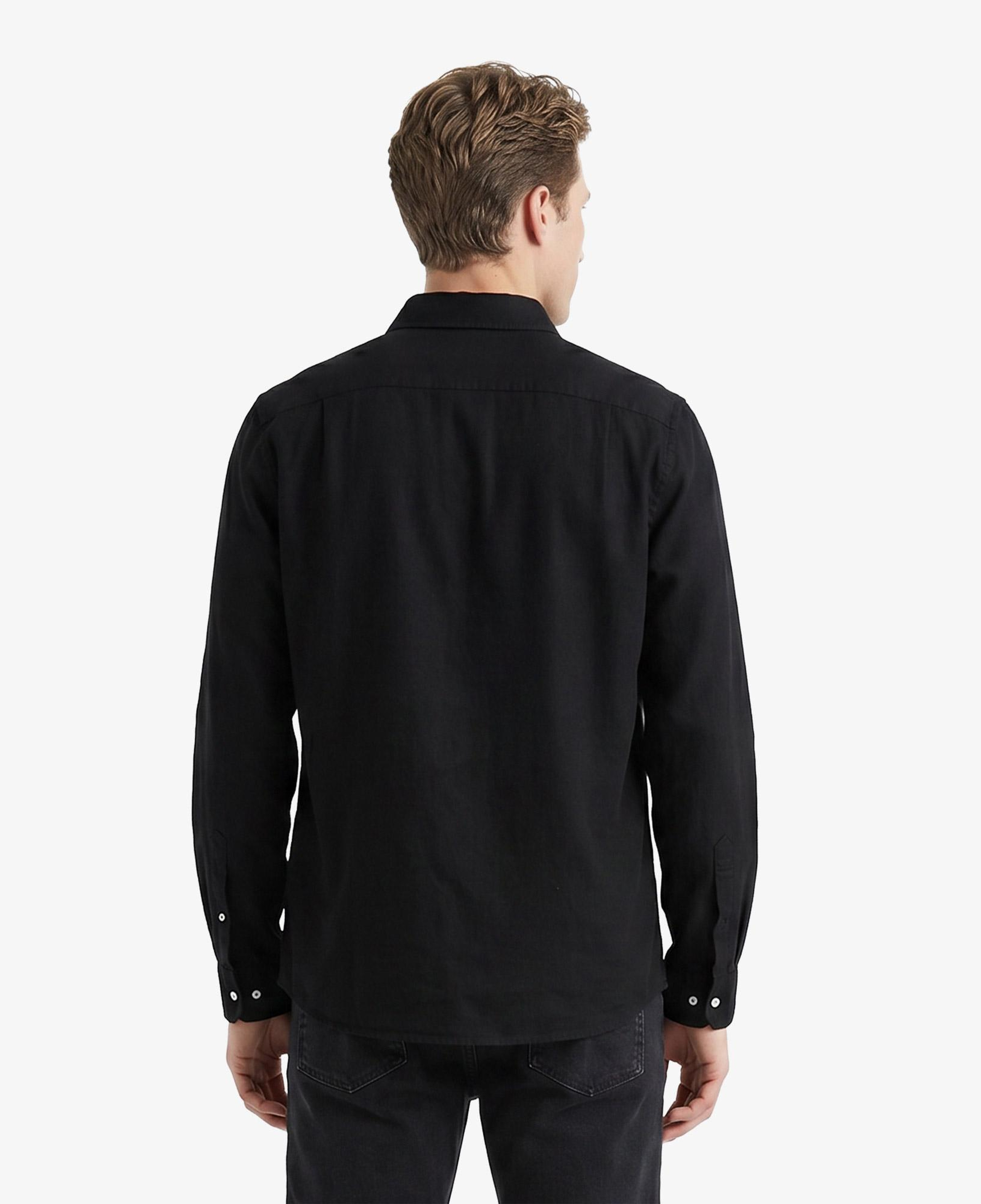 Lacoste Erkek Regular Fit Düğmeli Yaka Keten Siyah Gömlek
