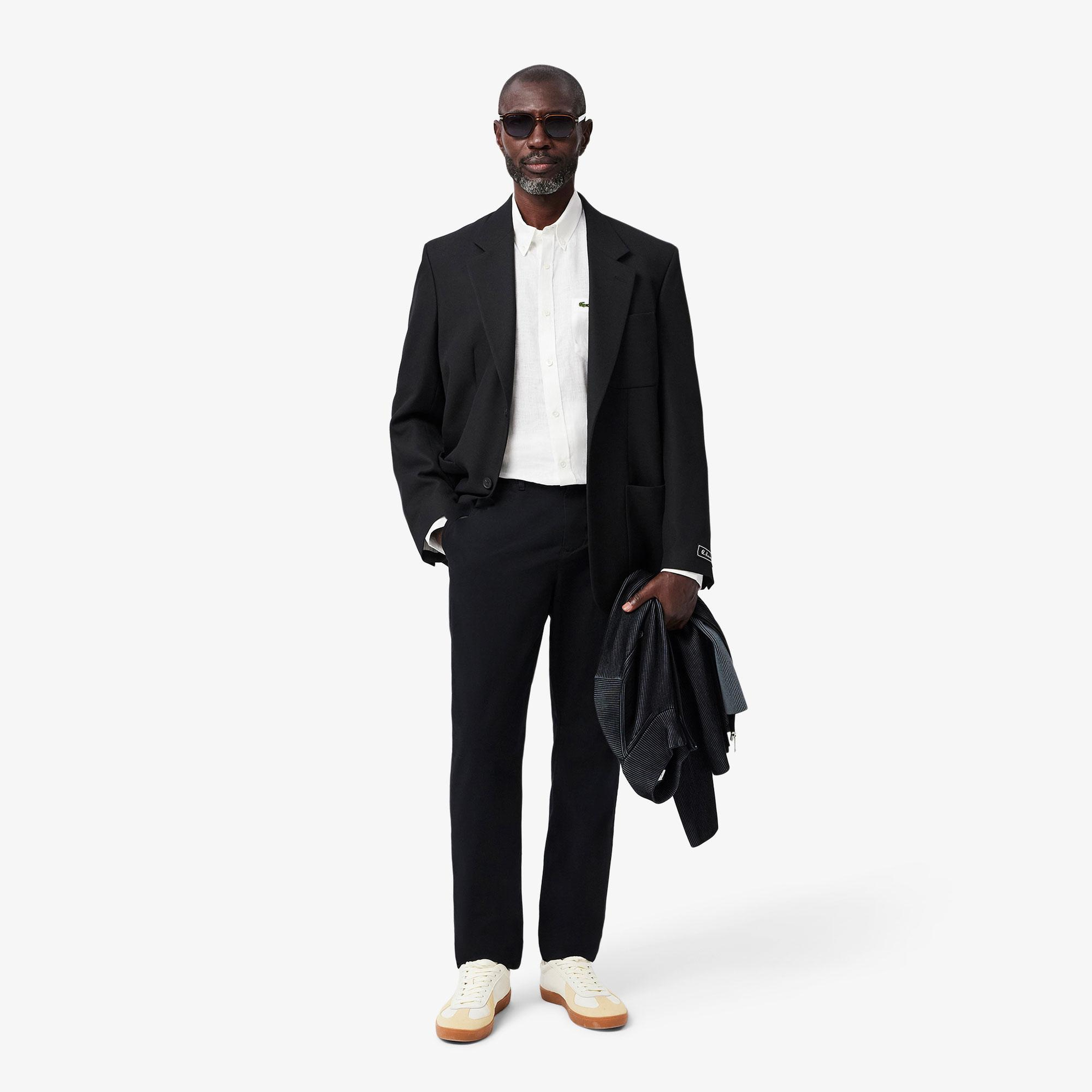 Lacoste Erkek Regular Fit Düğmeli Yaka Keten Beyaz Gömlek