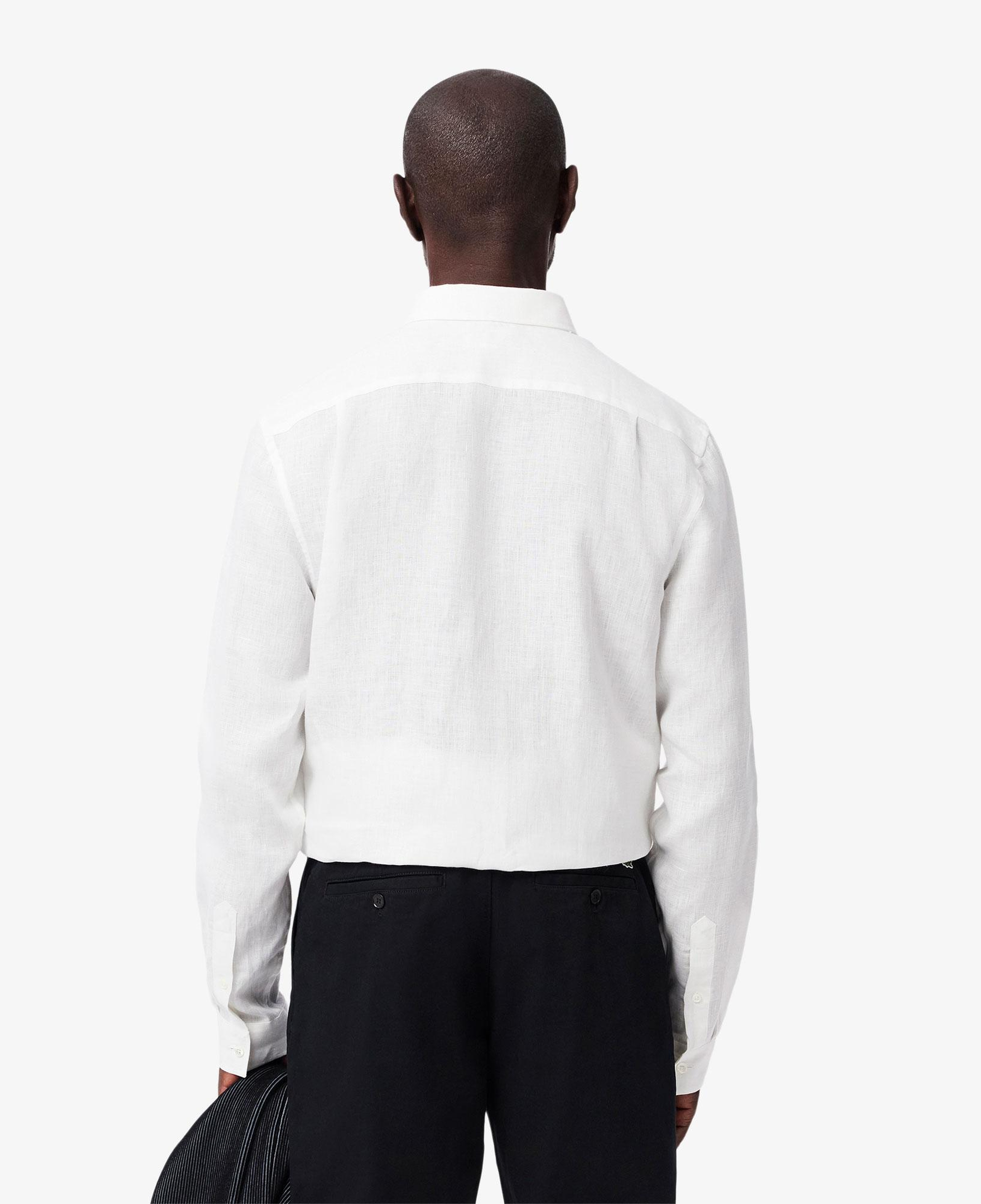 Lacoste Erkek Regular Fit Düğmeli Yaka Keten Beyaz Gömlek