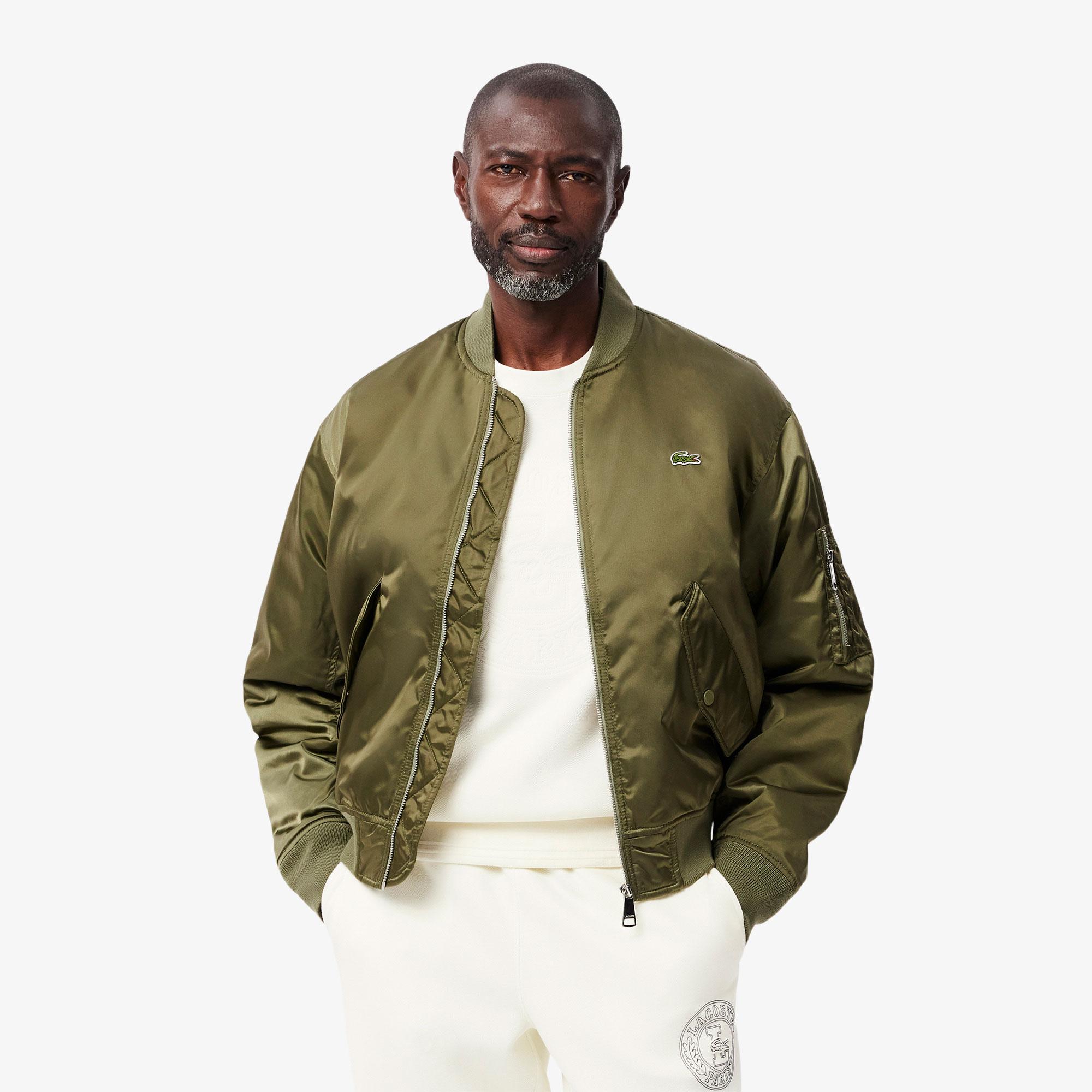 Lacoste Erkek Hakim Yaka Haki Bomber Ceket