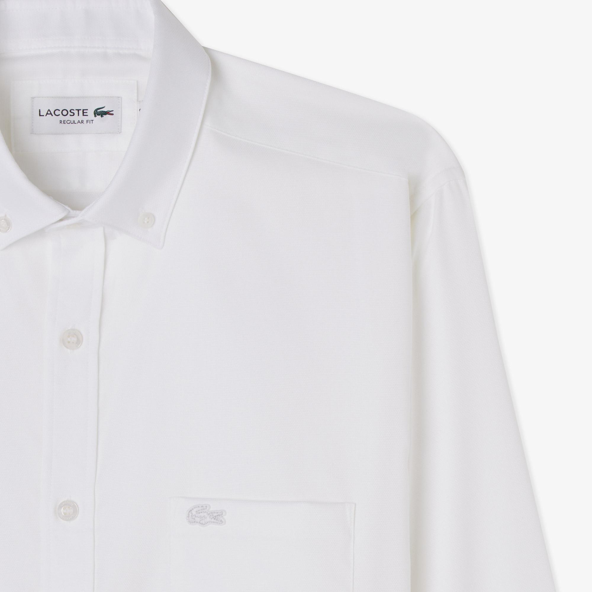 Lacoste Erkek Regular Fit Düğmeli Yaka Beyaz Gömlek