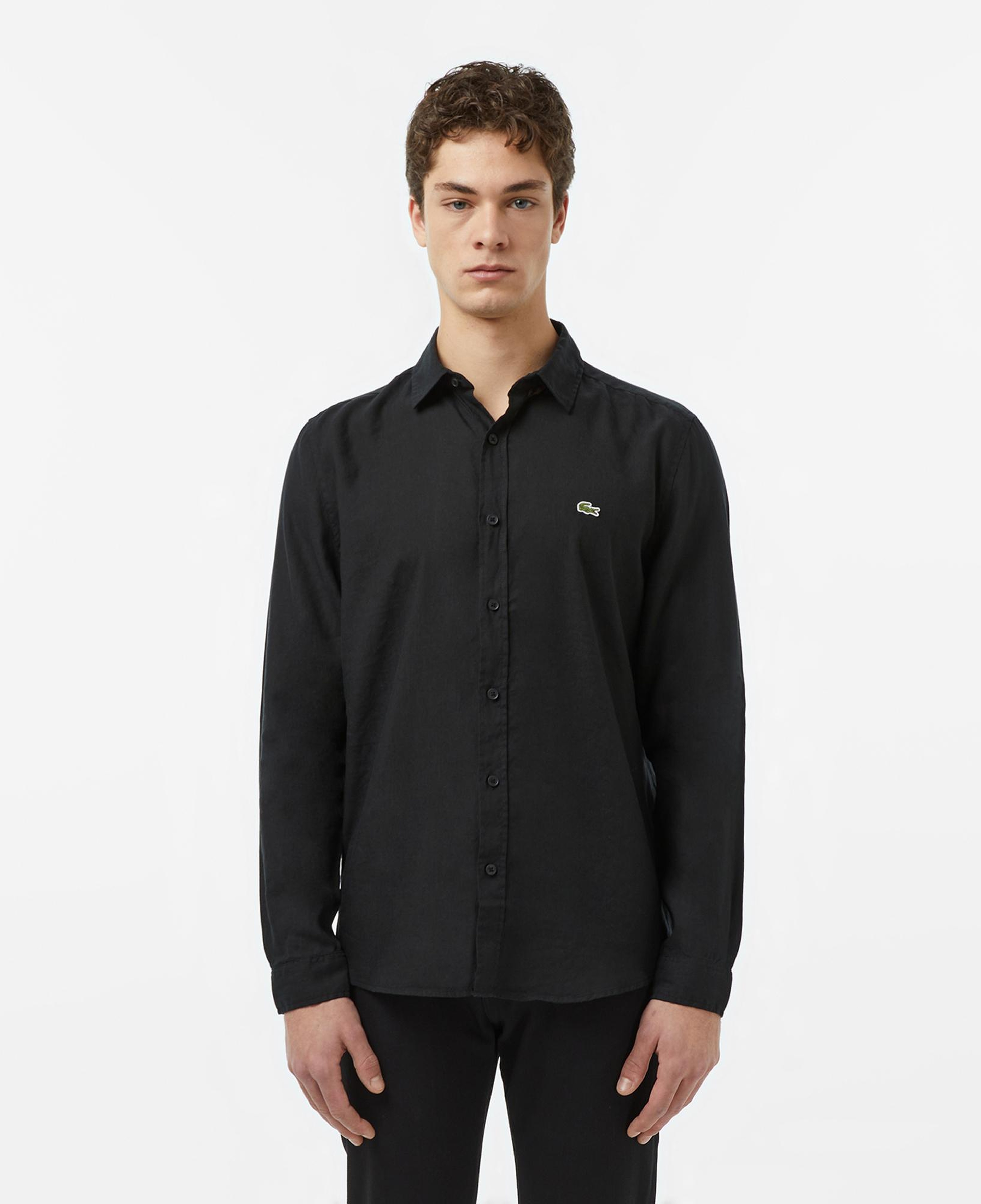 Lacoste Erkek Regular Fit Keten Siyah Gömlek