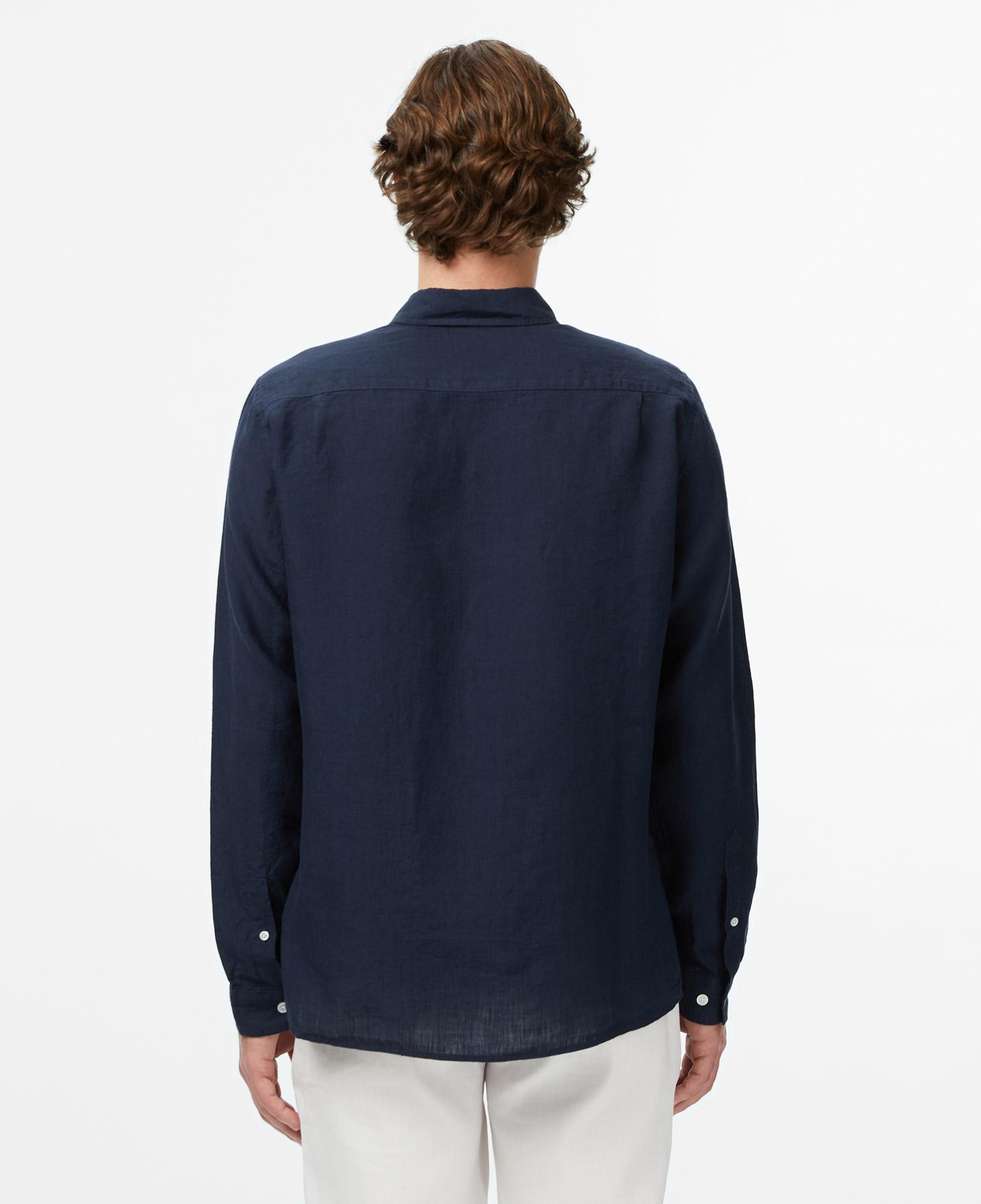 Lacoste Erkek Regular Fit Düğmeli Yaka Keten Lacivert Gömlek