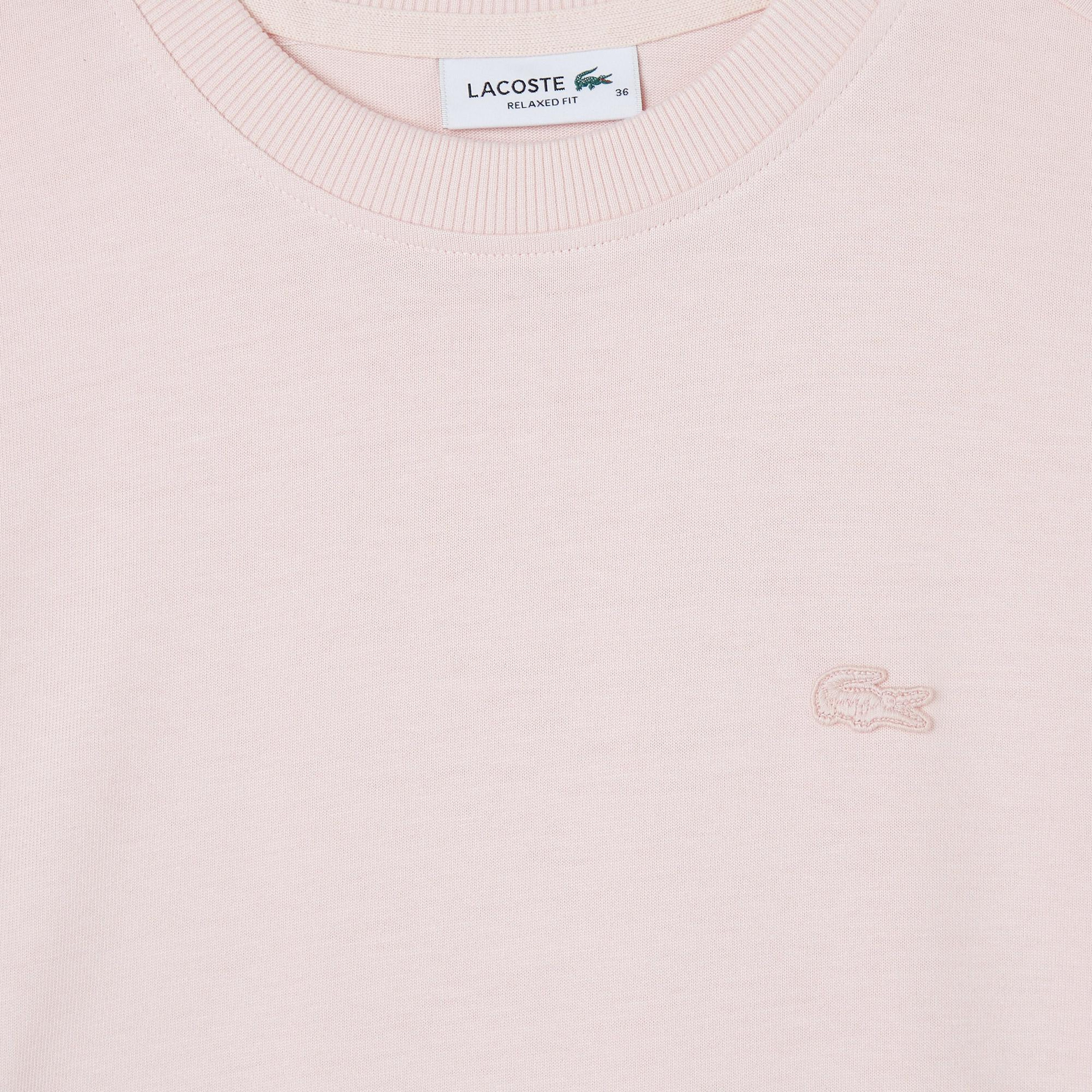 Lacoste Kadın Loose Fit Bisiklet Yaka Pembe T-Shirt