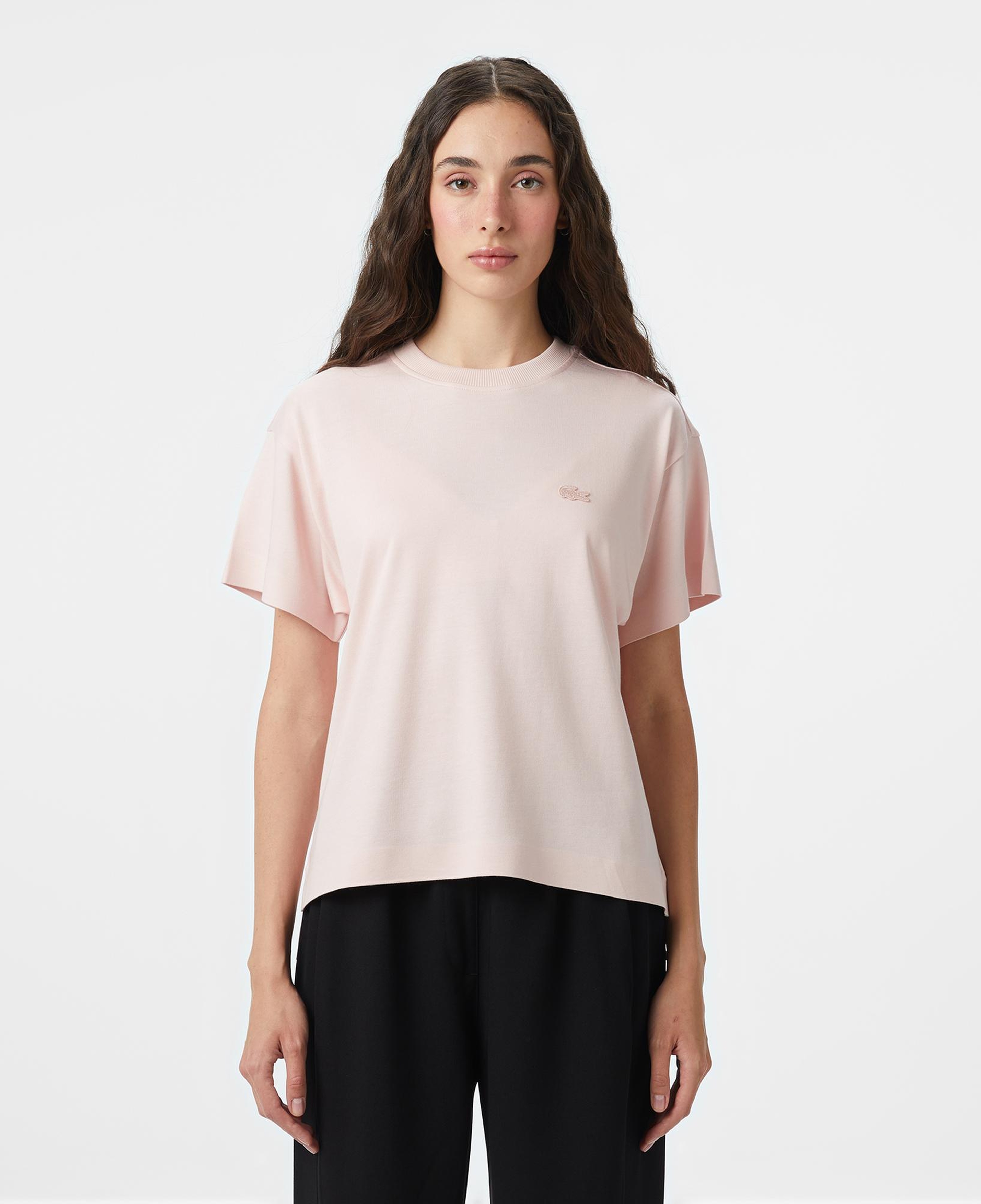 Lacoste Kadın Loose Fit Bisiklet Yaka Pembe T-Shirt
