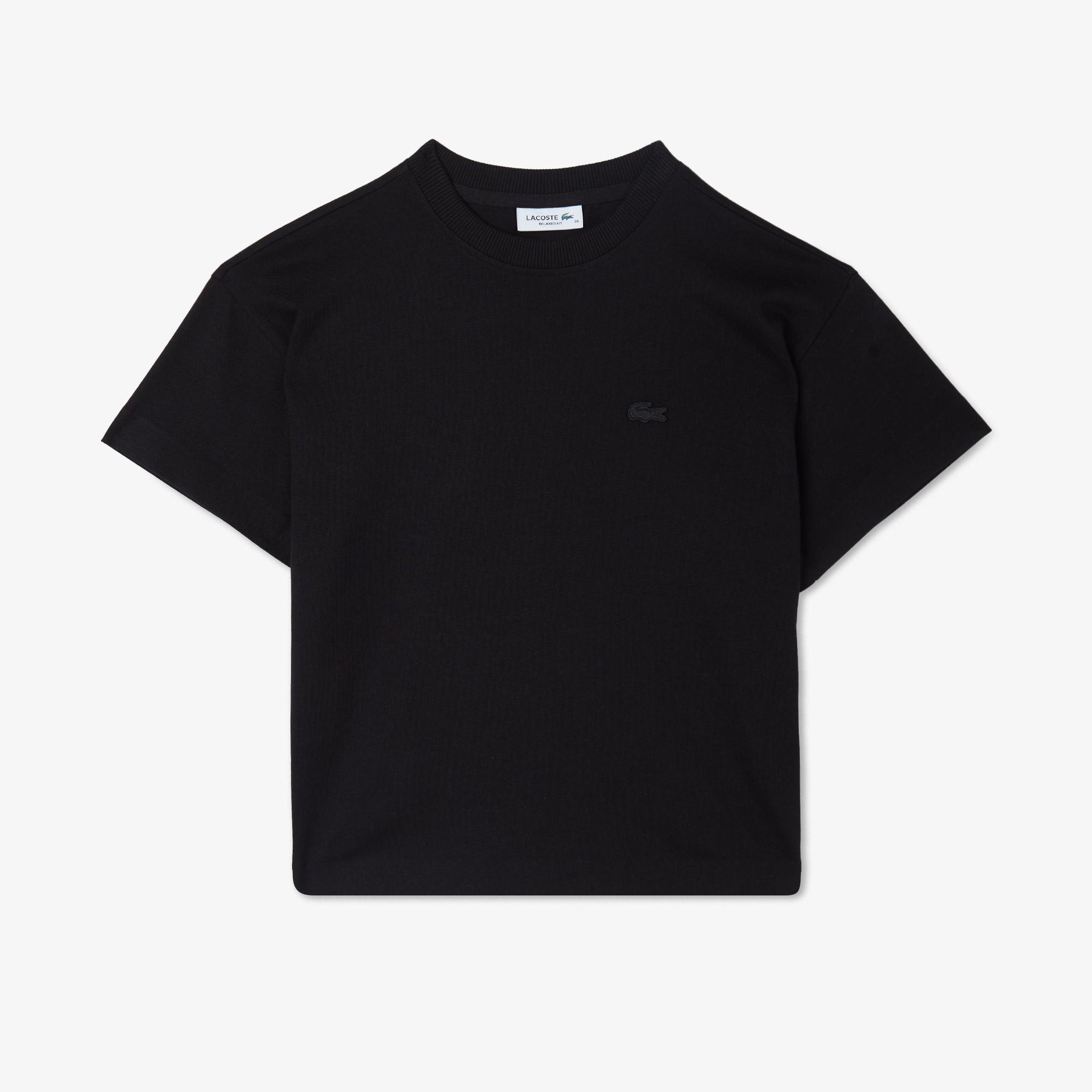 Lacoste Kadın Loose Fit Bisiklet Yaka Siyah T-Shirt