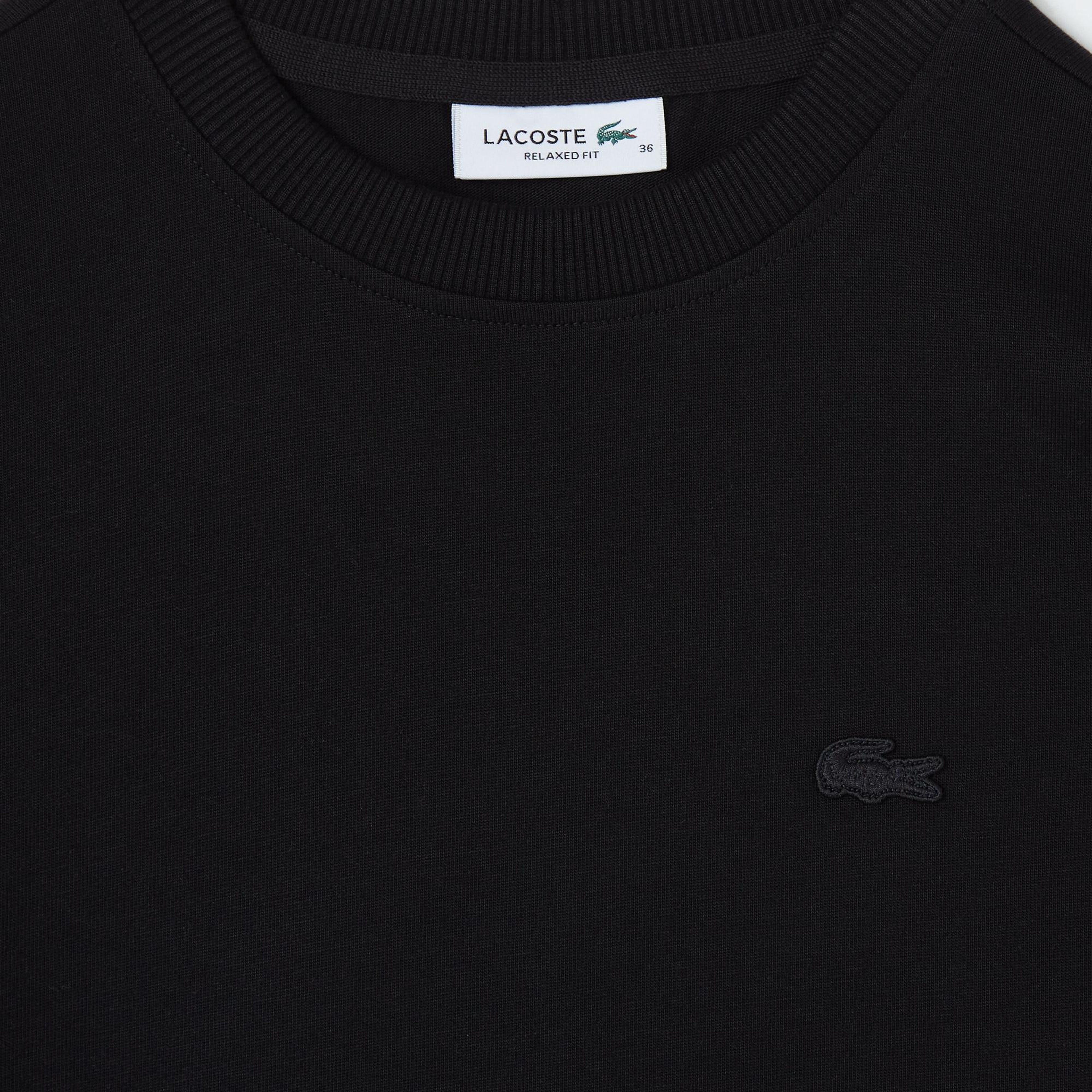 Lacoste Kadın Loose Fit Bisiklet Yaka Siyah T-Shirt
