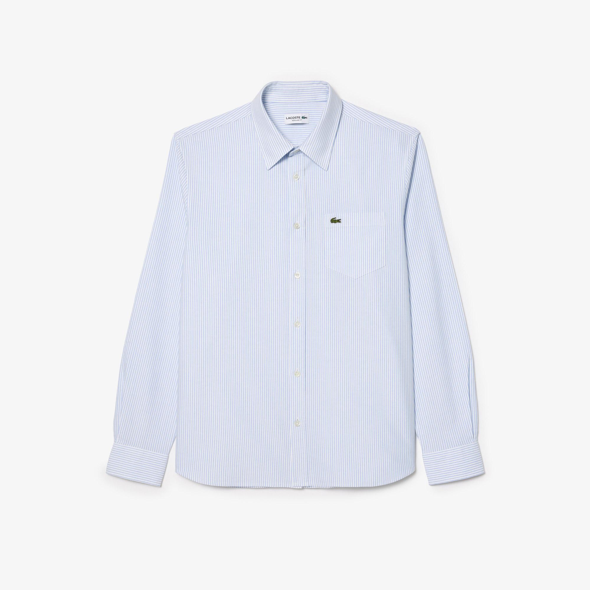 Lacoste Erkek Regular Fit Çizgili Açık Mavi Gömlek