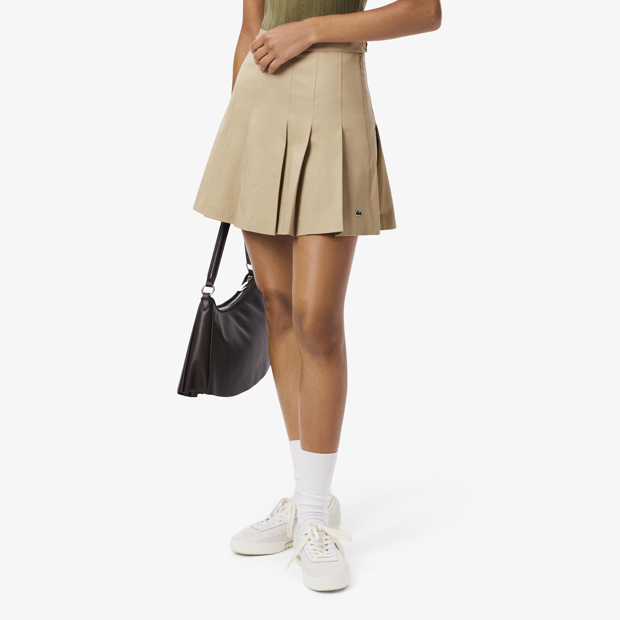 Lacoste Kadın Flare Fit Bej Etek