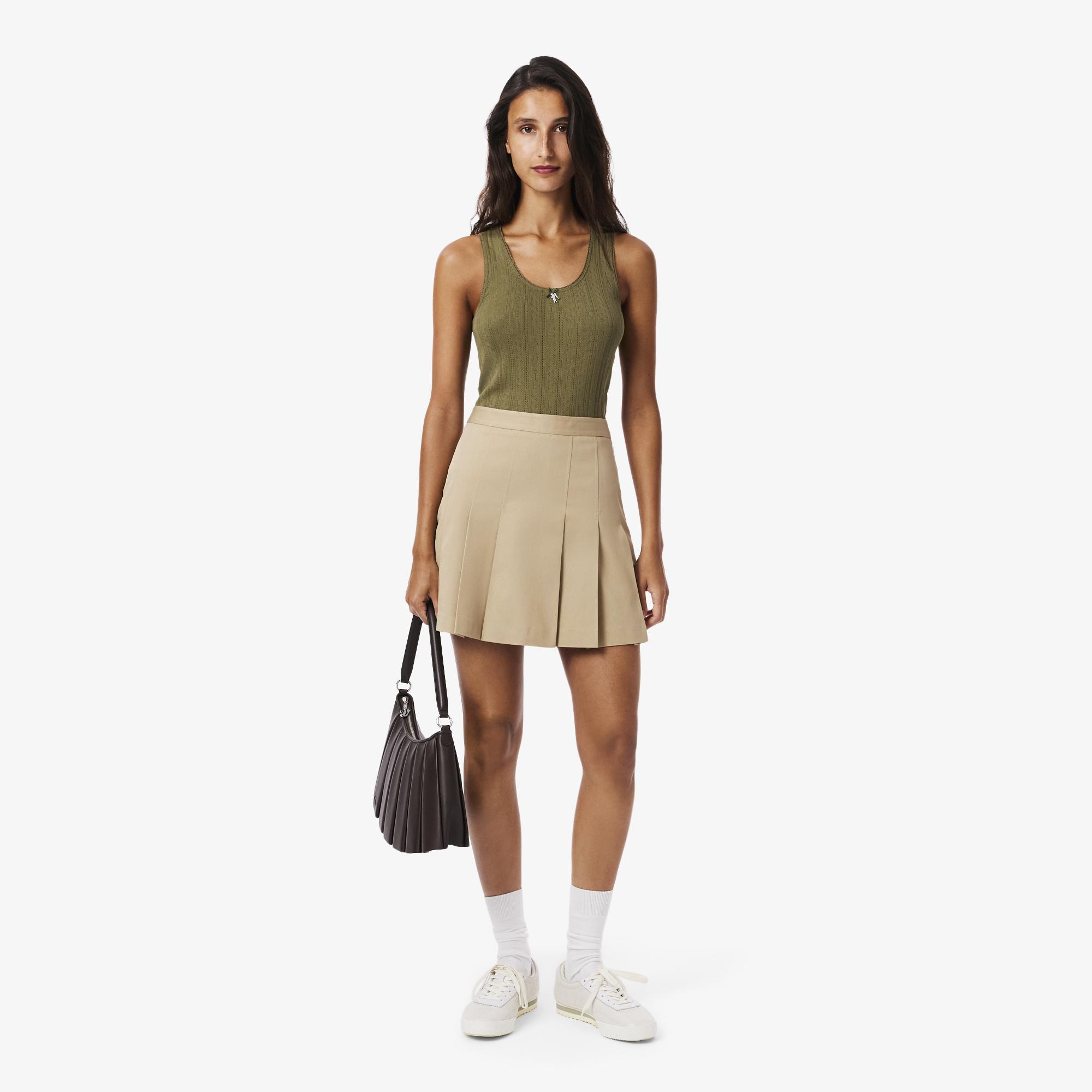Lacoste Kadın Flare Fit Bej Etek