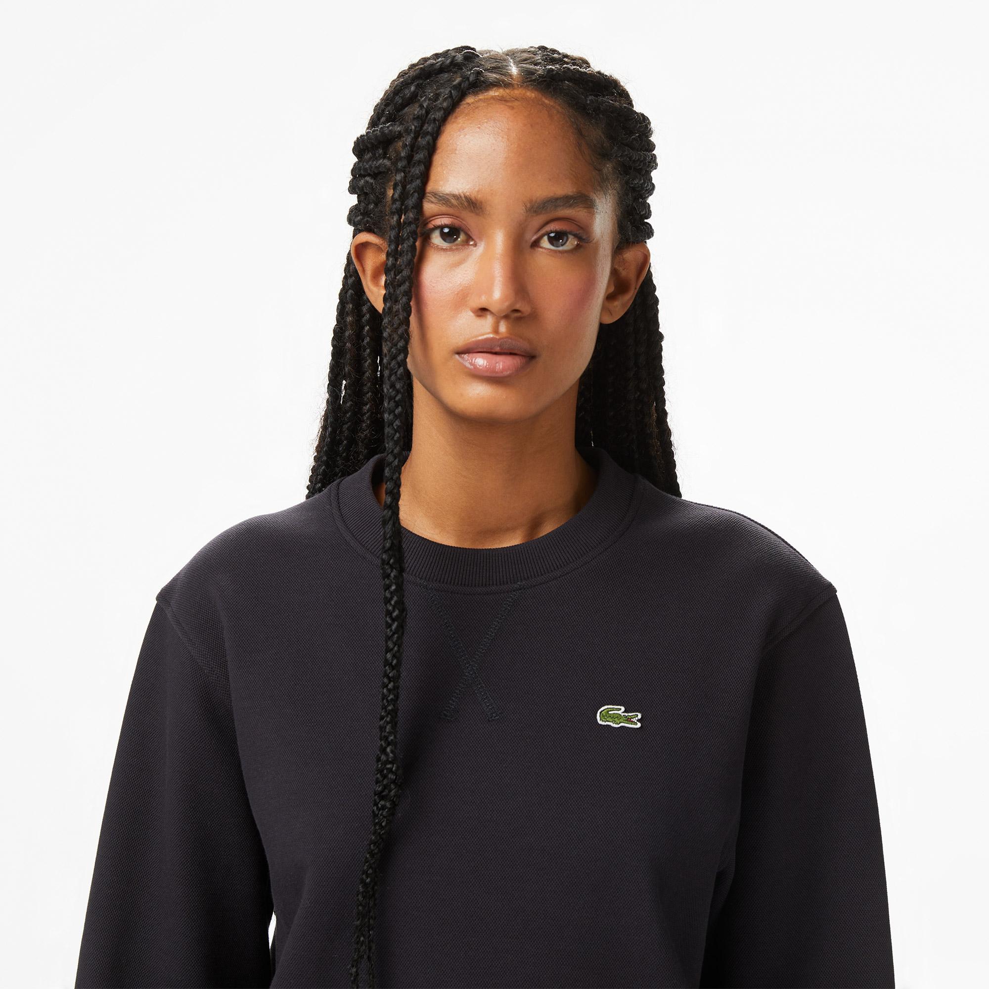 Lacoste Kadın Relaxed Fit Bisiklet Yaka Lacivert Sweatshirt