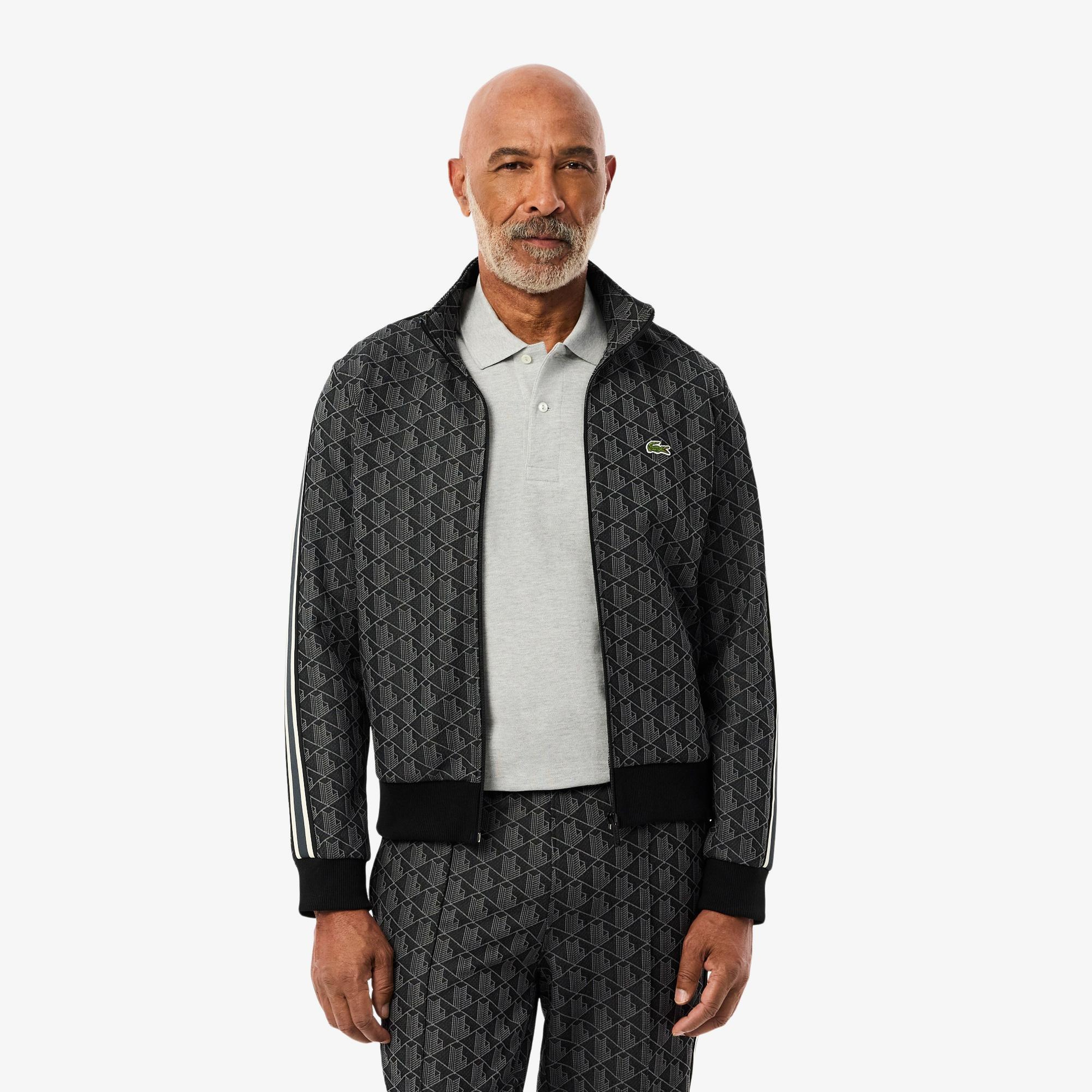 Lacoste Erkek Regular Fit Fermuarlı Monogram Siyah Sweatshirt