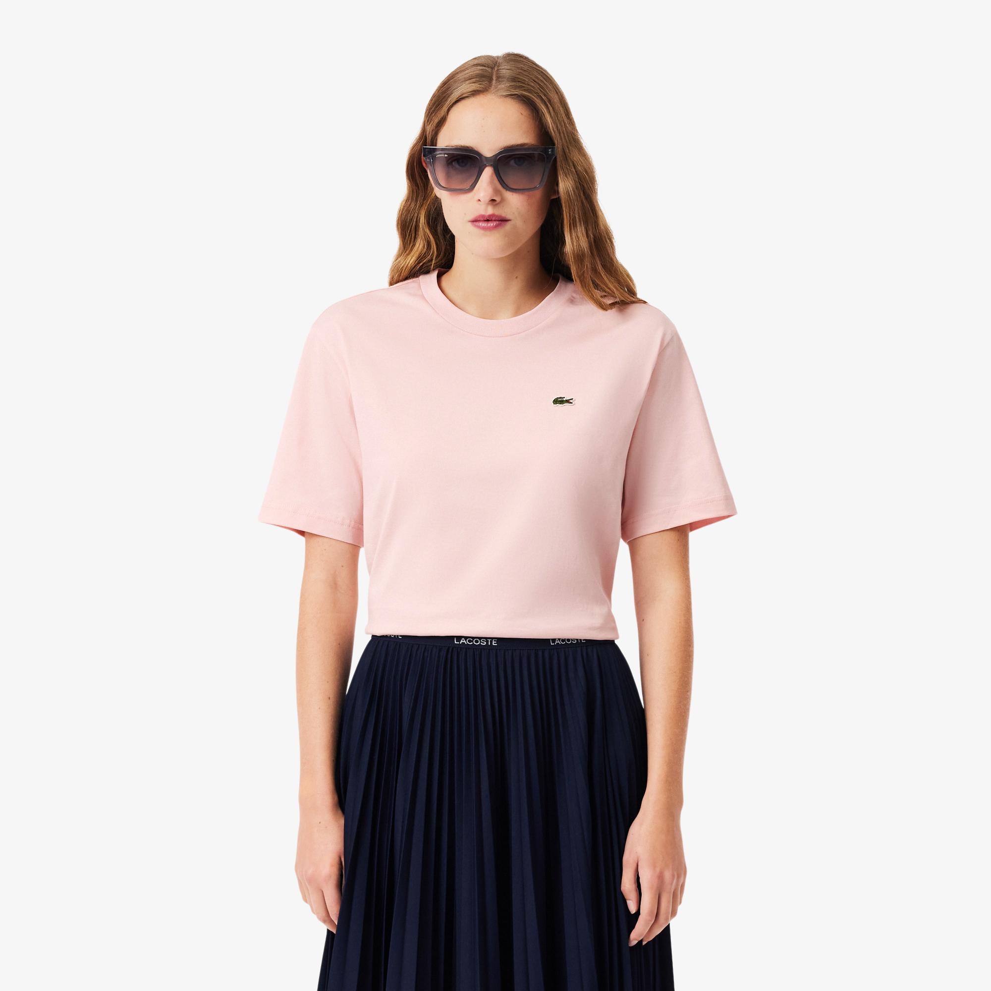 Lacoste Kadın Relaxed Fit Bisiklet Yaka Pembe T-Shirt