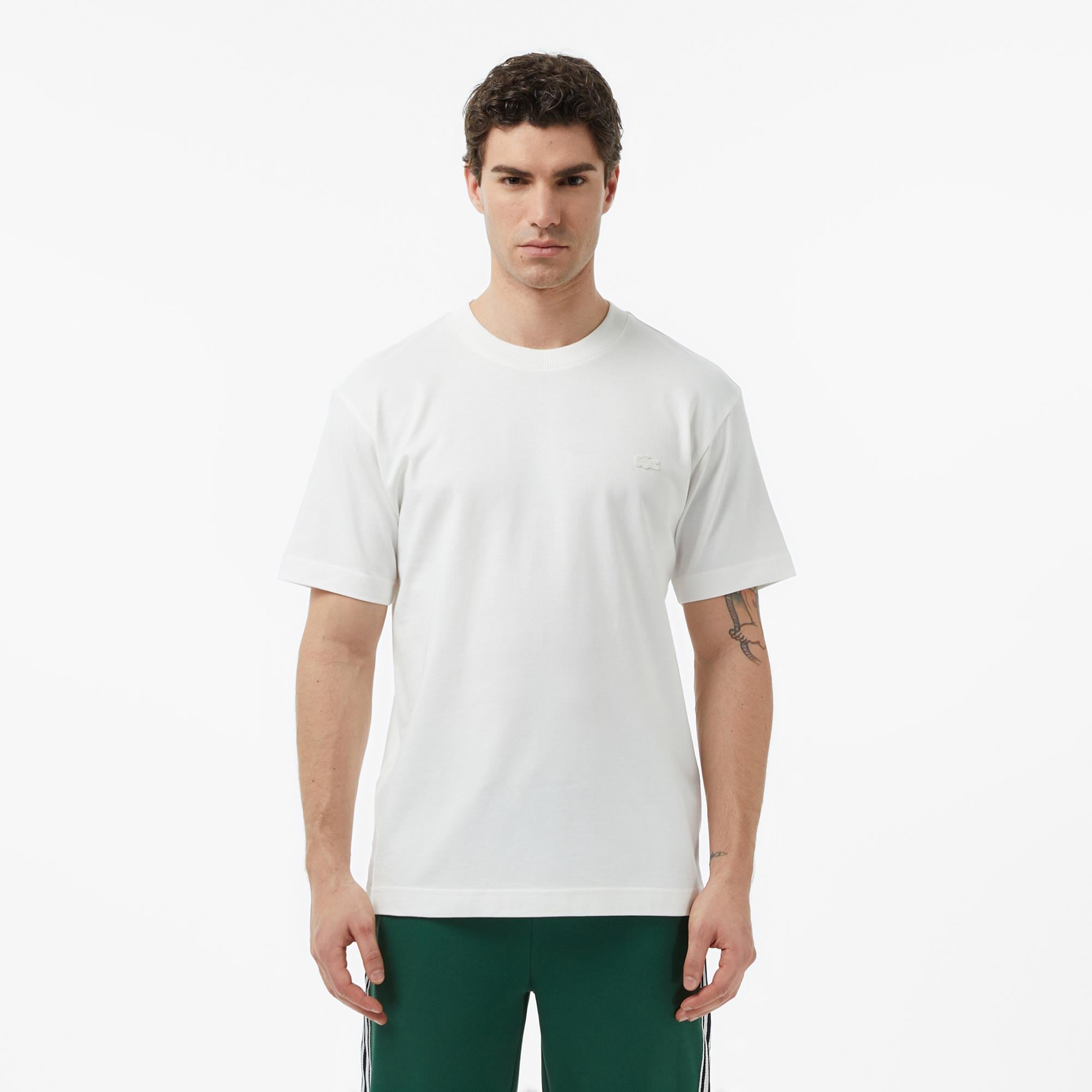 Lacoste Erkek Relaxed Fit Bisiklet Yaka Beyaz T-Shirt