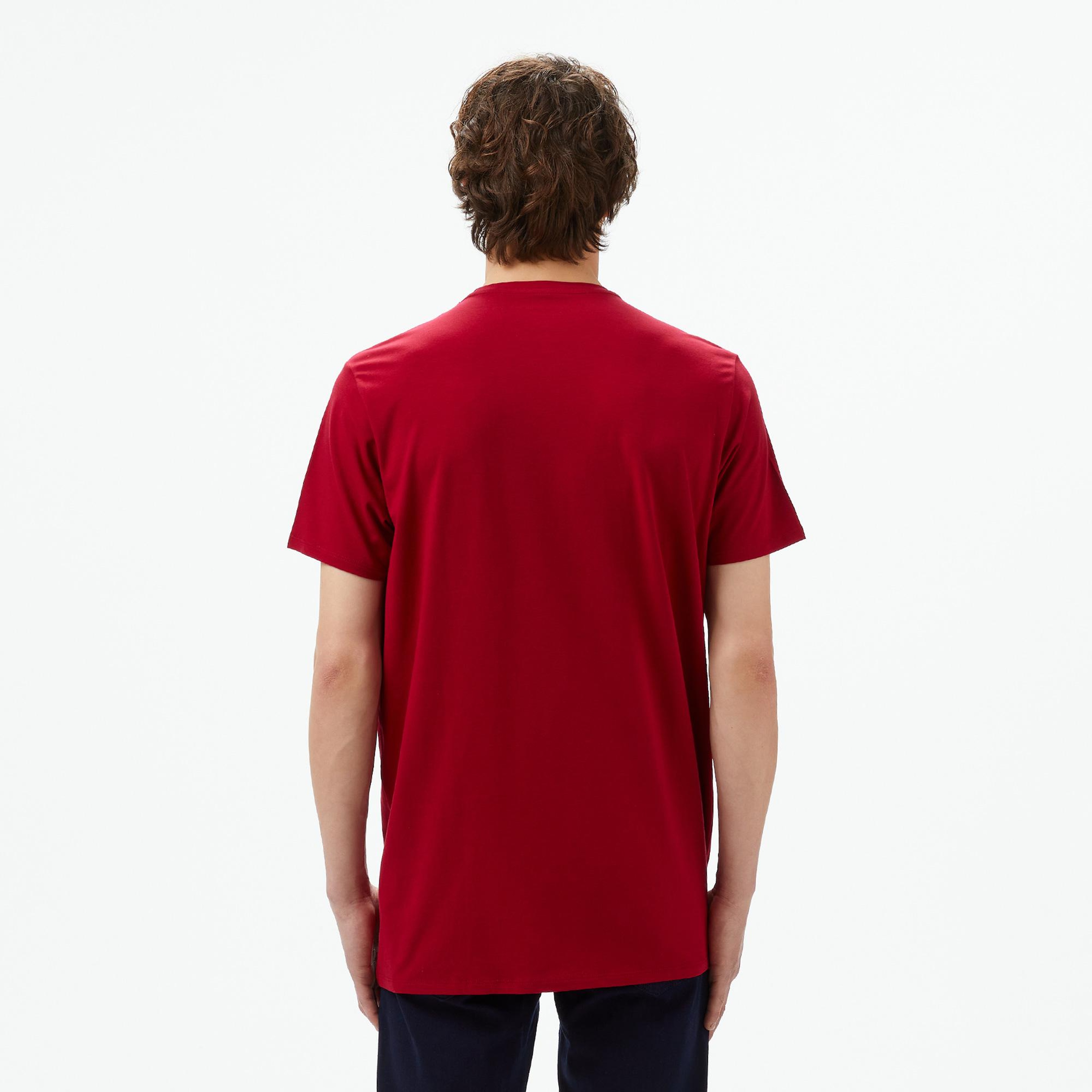 Lacoste Erkek Slim Fit Bisiklet Yaka Bordo T-Shirt