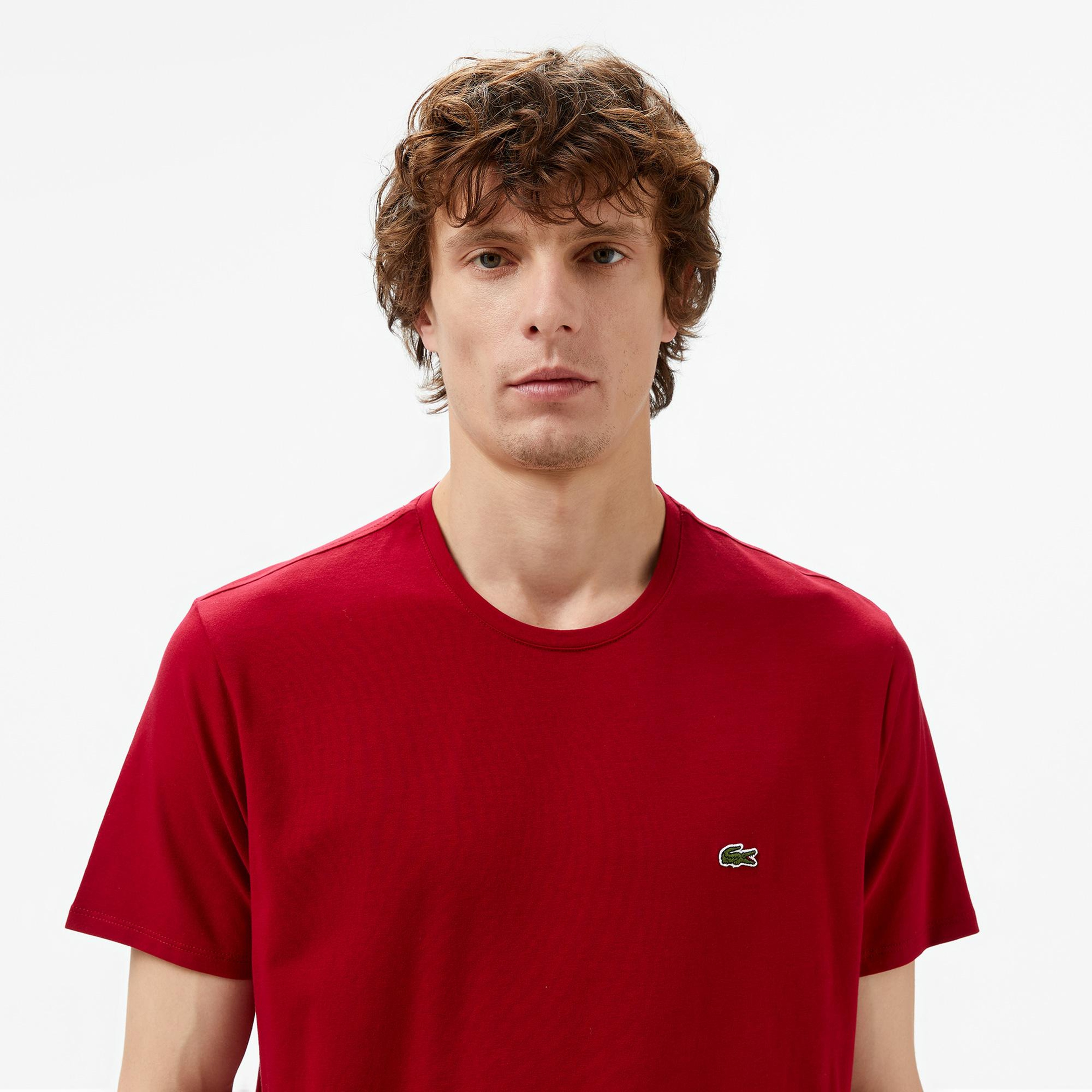 Lacoste Erkek Slim Fit Bisiklet Yaka Bordo T-Shirt