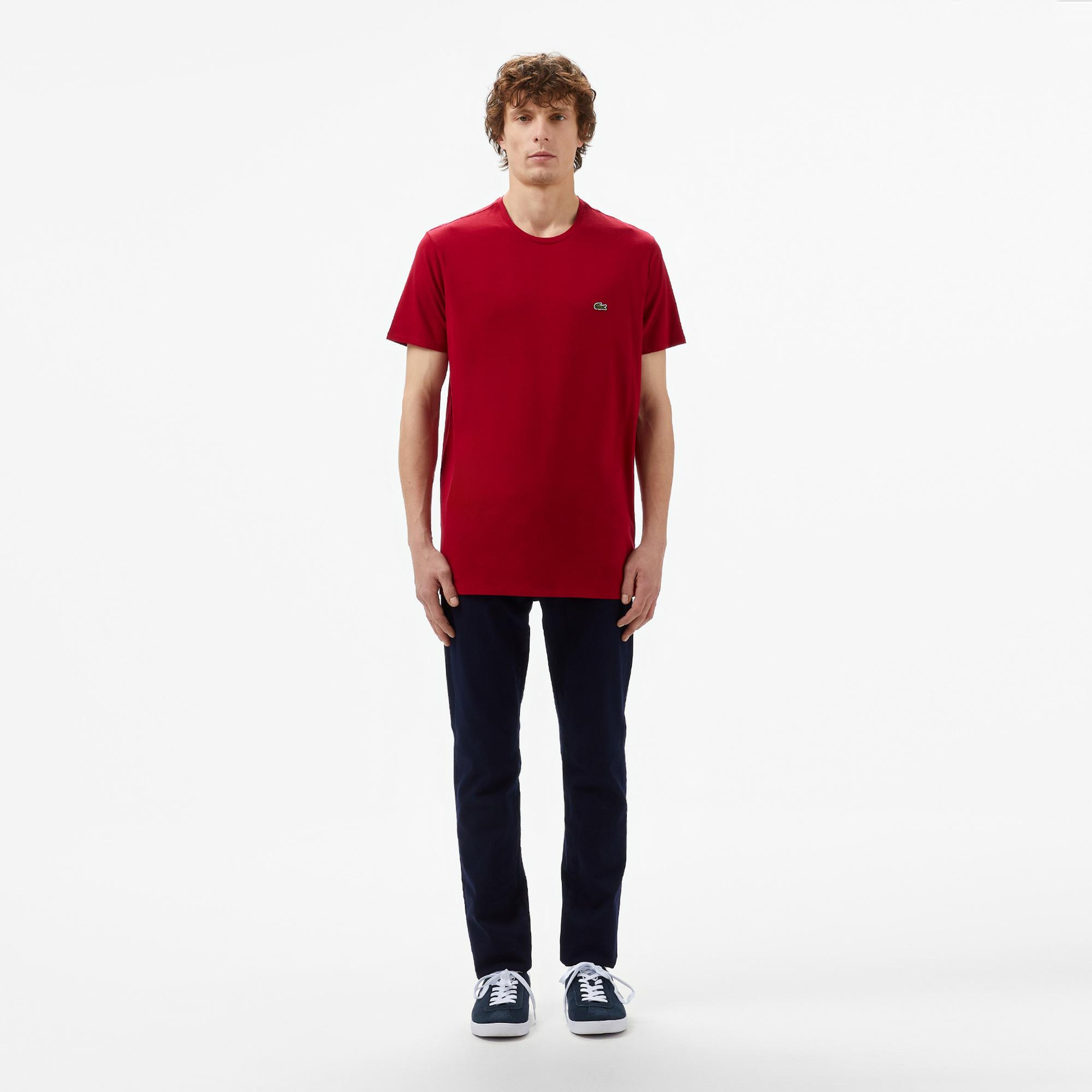 Lacoste Erkek Slim Fit Bisiklet Yaka Bordo T-Shirt