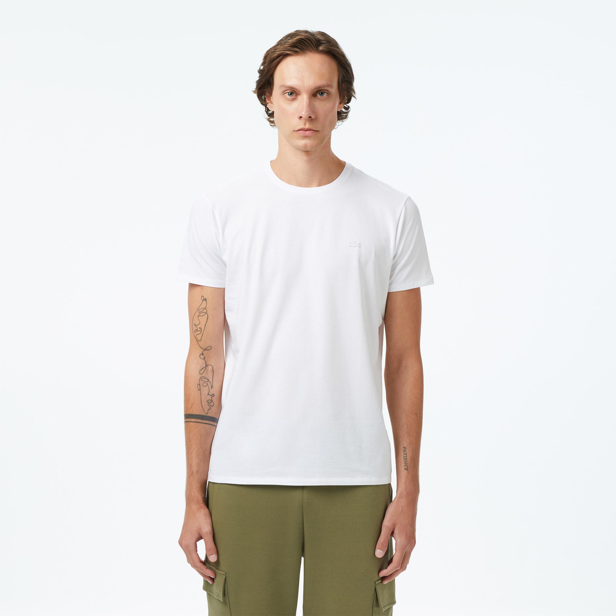 Lacoste Erkek Slim Fit Bisiklet Yaka Beyaz T-Shirt