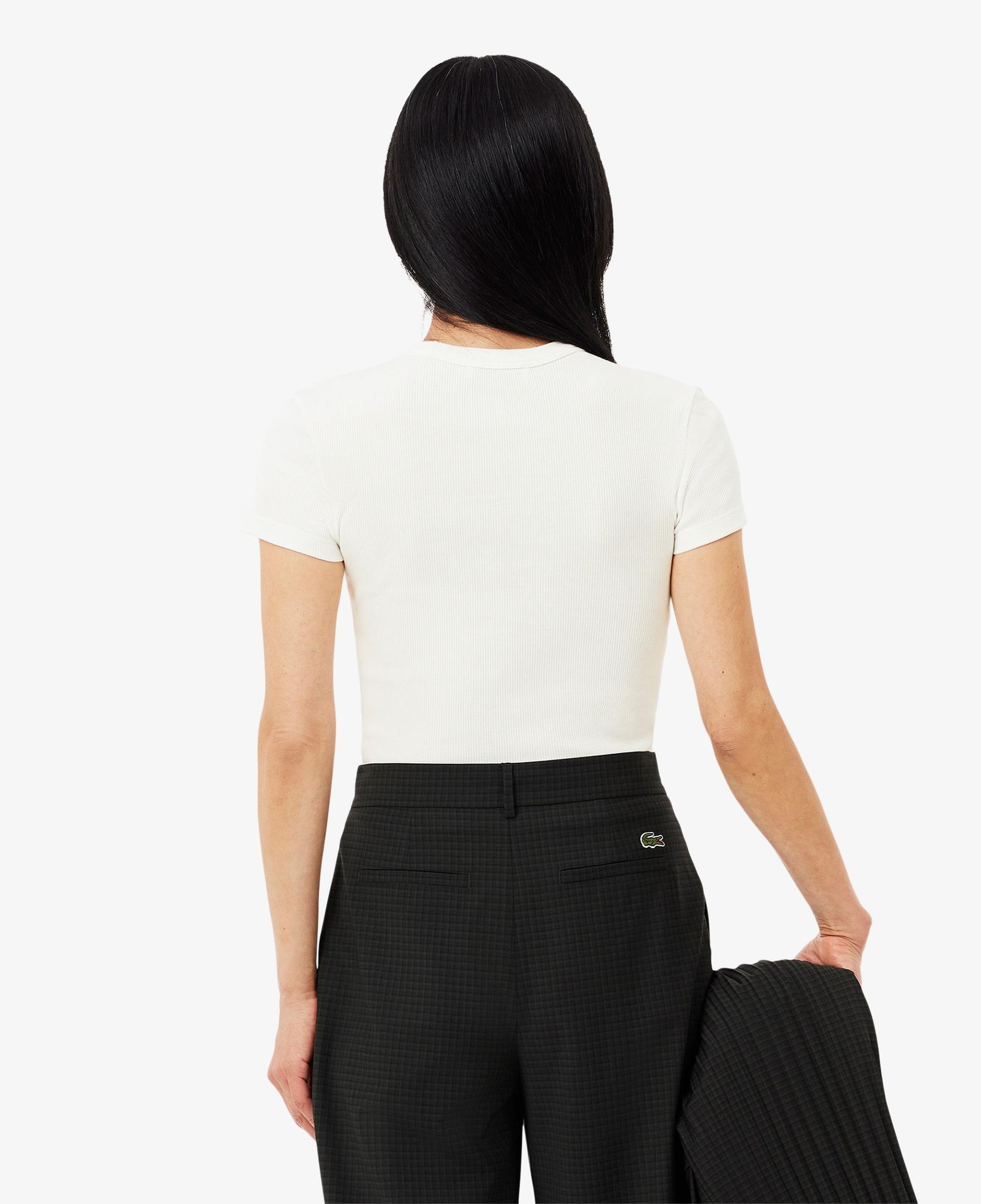 Lacoste Kadın Slim Fit Bisiklet Yaka Beyaz T-Shirt