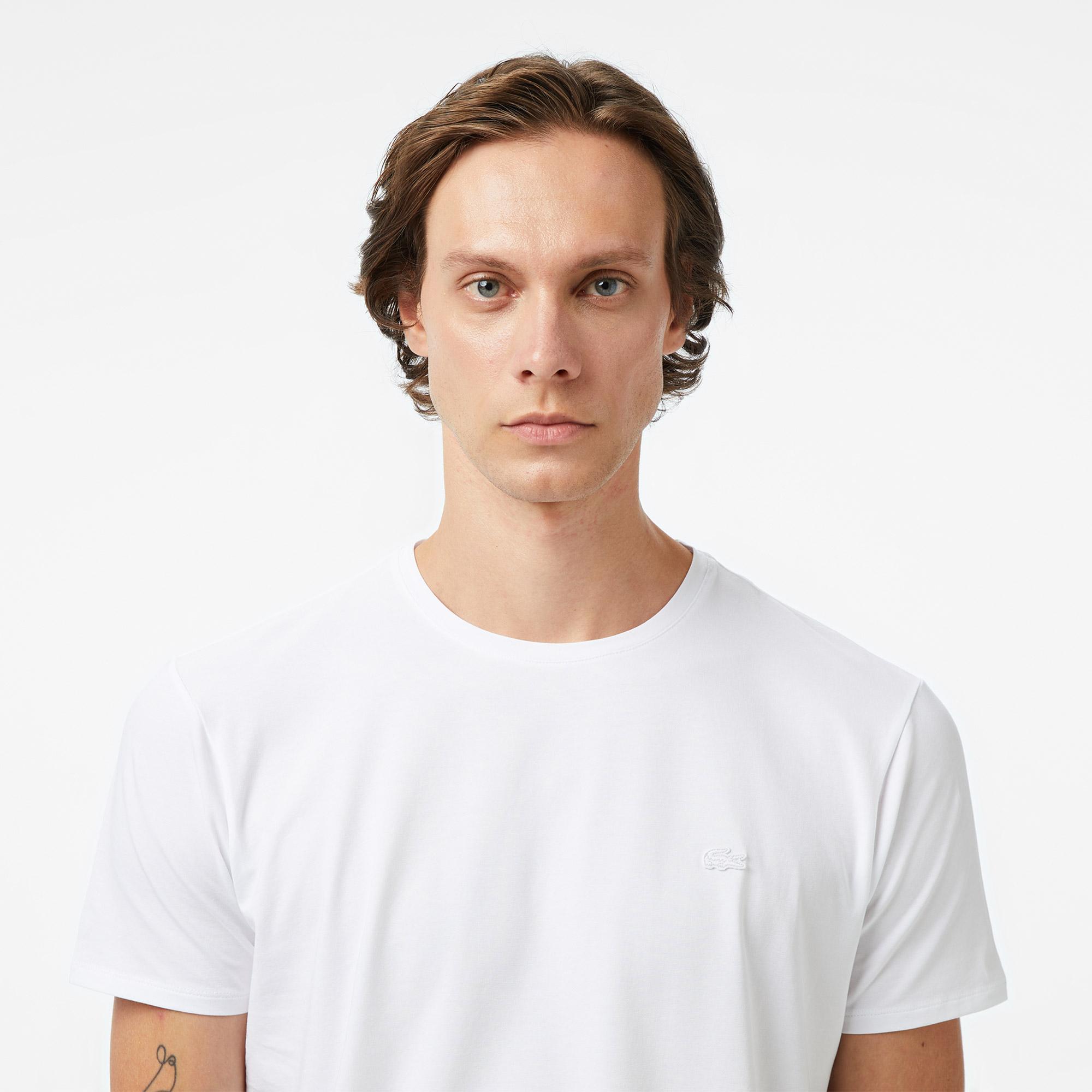 Lacoste Erkek Slim Fit Bisiklet Yaka Beyaz T-Shirt